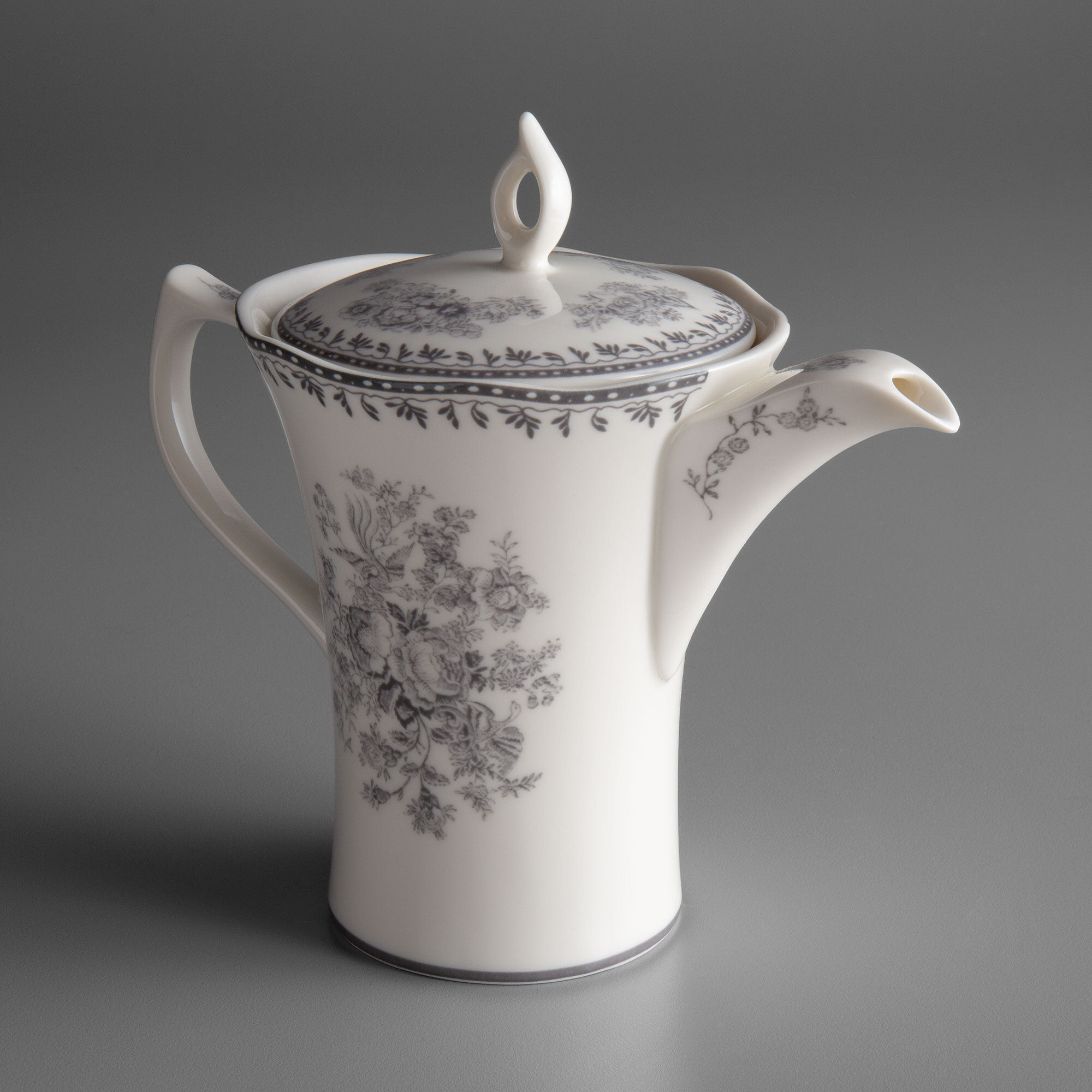 Oneida L6703068860 Lancaster Garden 12 oz. Grey Porcelain Tea Pot 12/Case