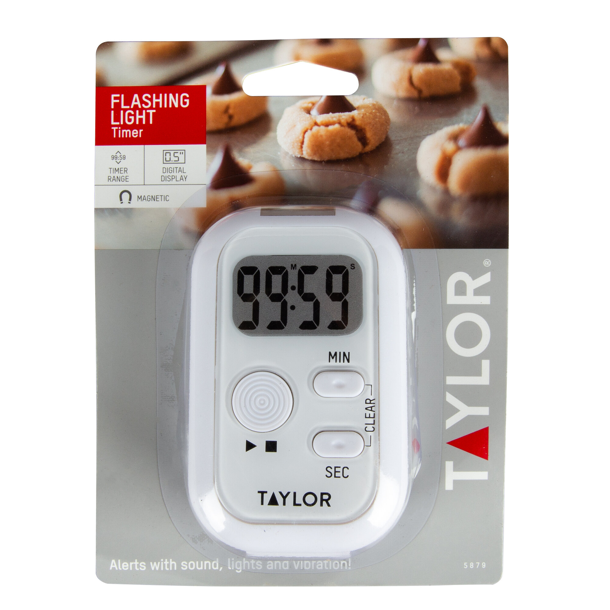 Taylor 5879 Digital 100 Minute Kitchen Timer with Flashing Light and