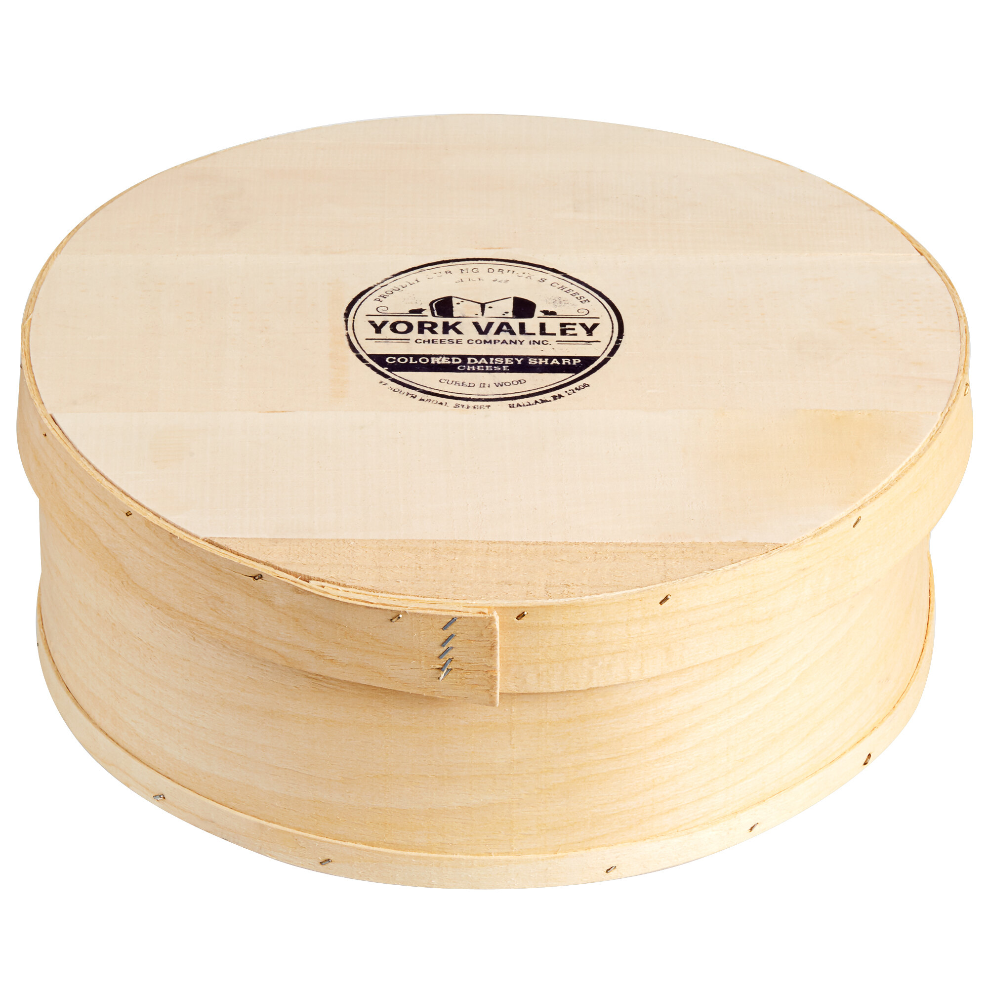 York Valley Cheese Company Druck's 22 lb. Daisy Clear Wax Sharp Colored