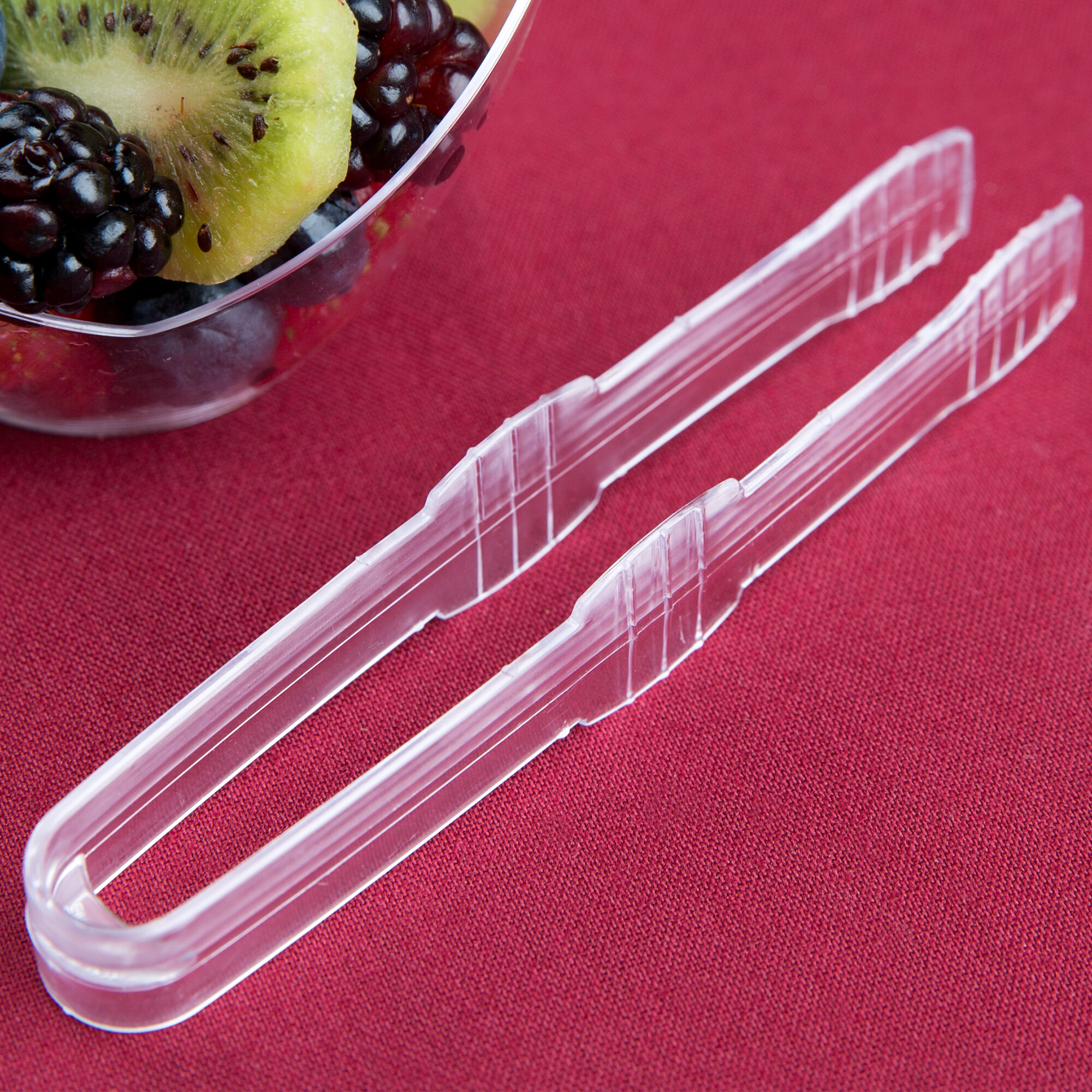 Fineline Tiny Temptations 6503CL Tiny Tongs 4 1/2" Clear Plastic Tongs
