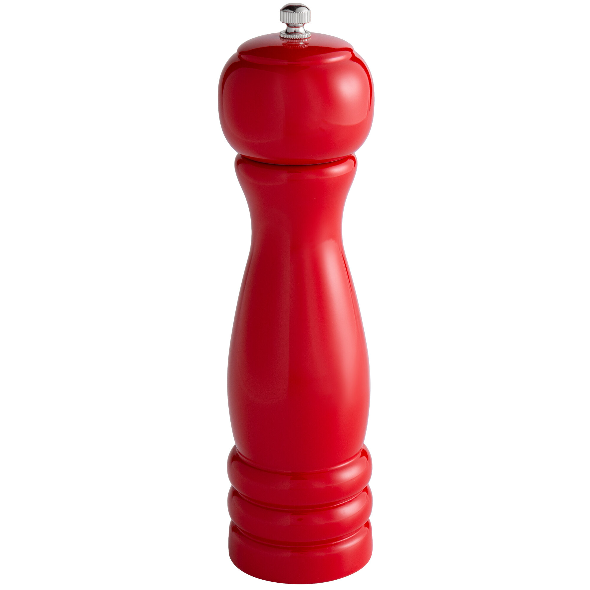 Choice 8" Glossy Red Wooden Salt / Pepper Mill