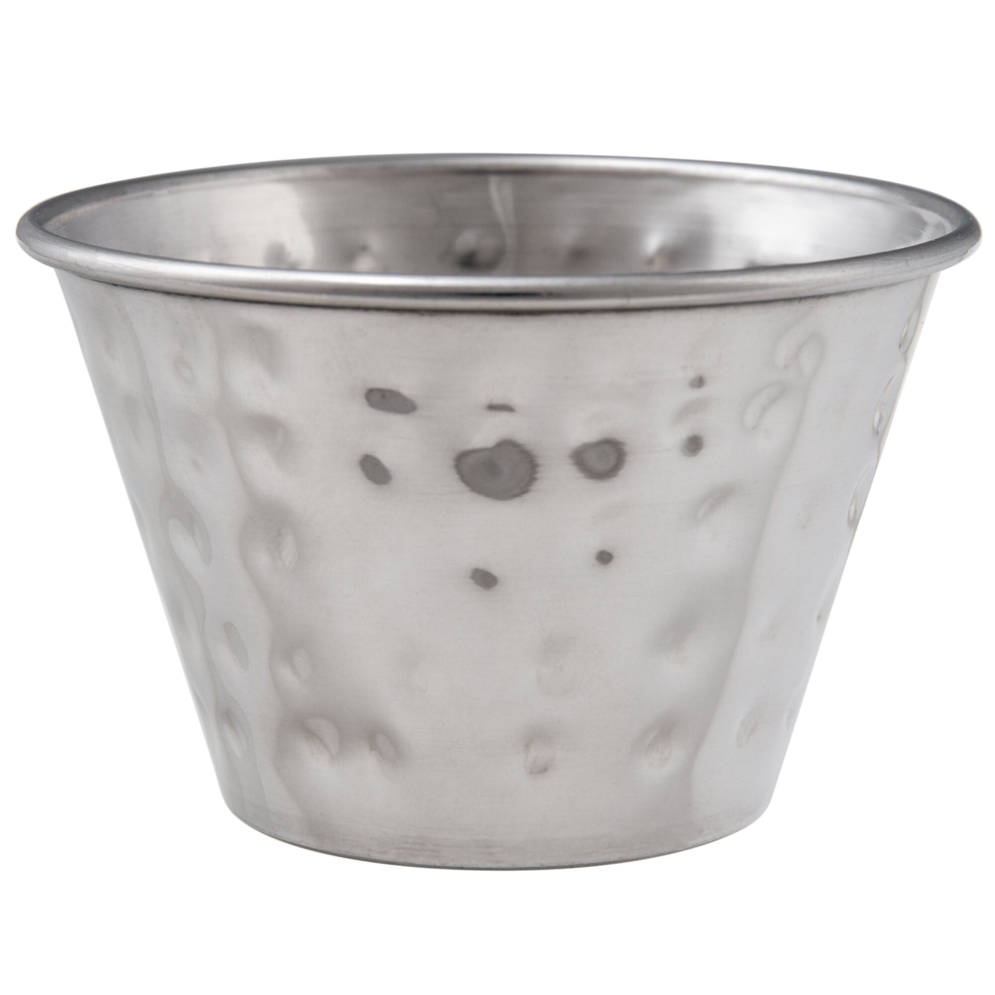 Choice 4 oz. Hammered Stainless Steel Round Sauce Cup