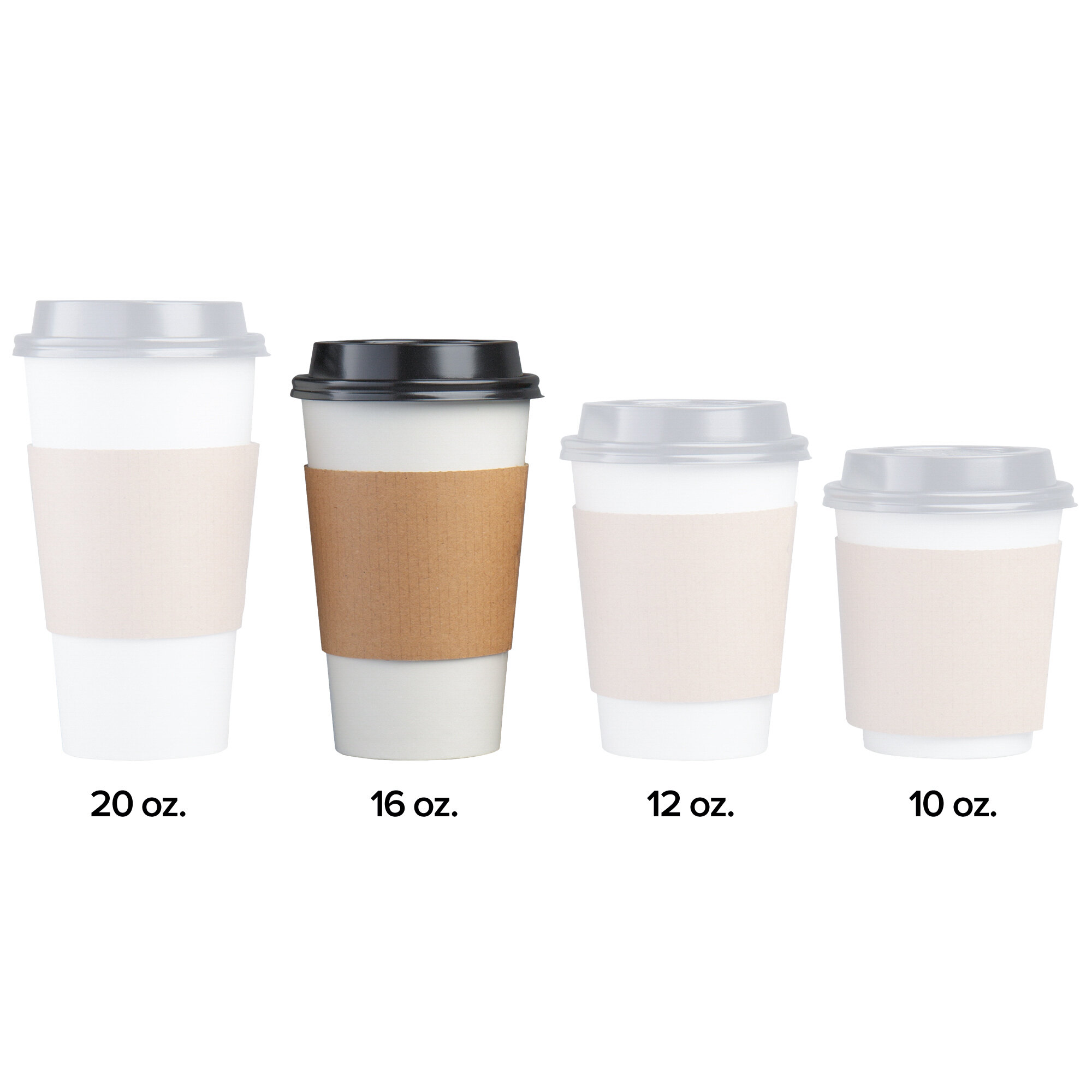 White 16 oz. Paper Hot Cup, Lid, and Sleeve Combo Kit 50/Pack