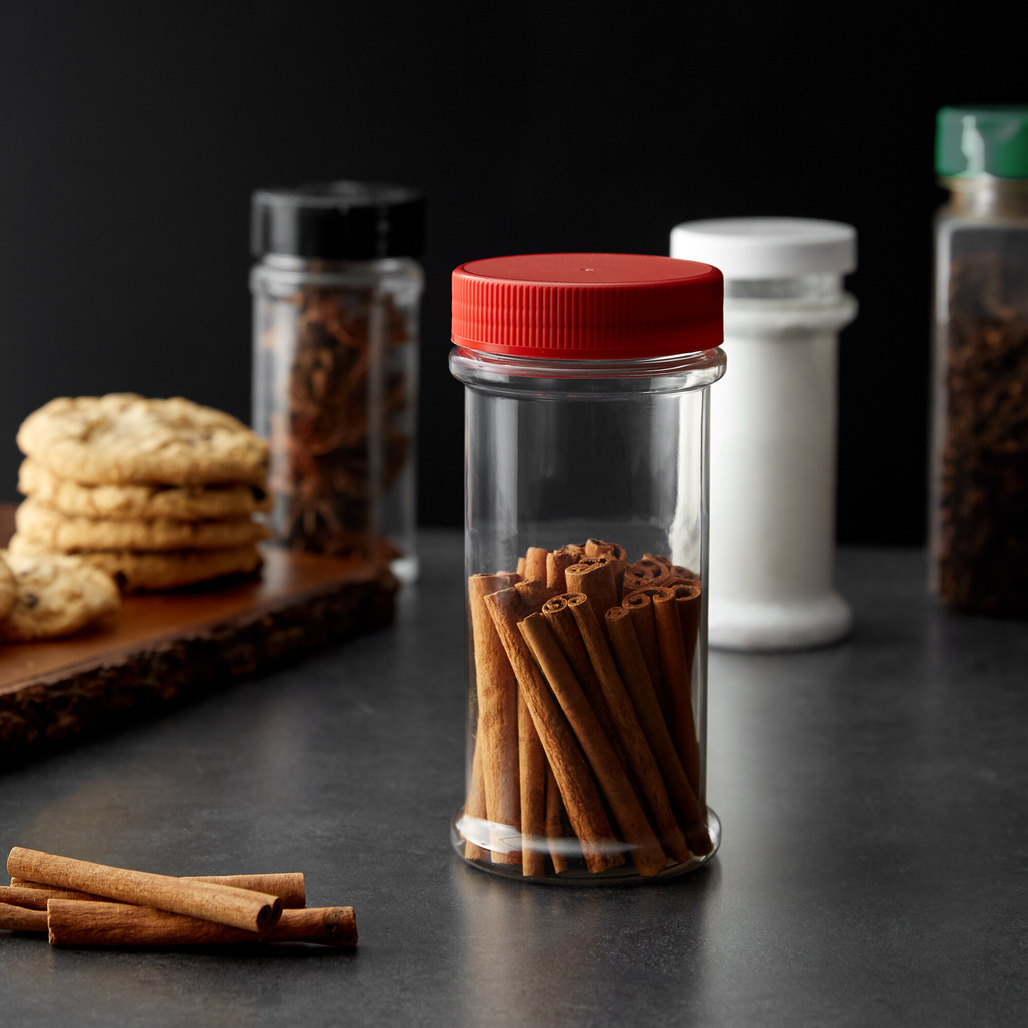 Choice 12 oz. Round Plastic Spice / General Use Storage Container with