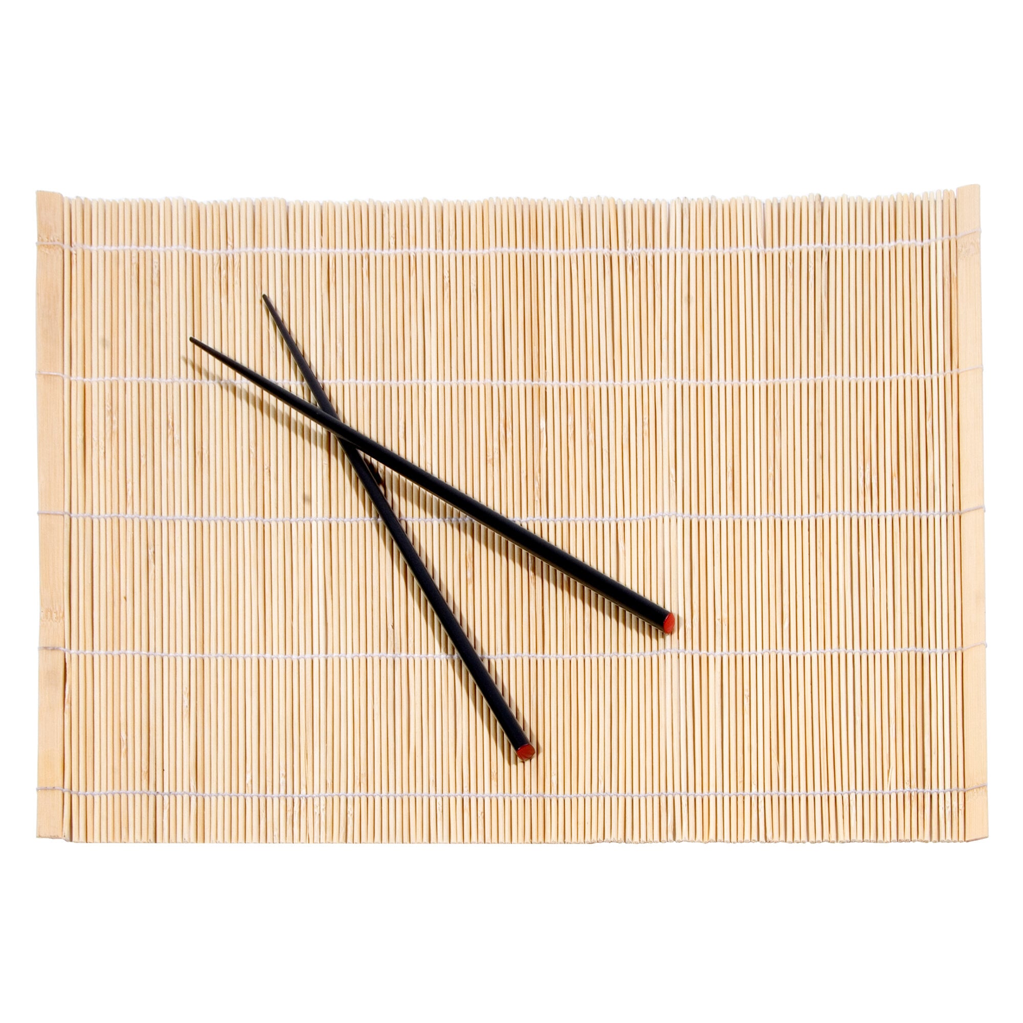 Town 34253 18" x 12" Natural Bamboo Placemat with Chopsticks 4/Set