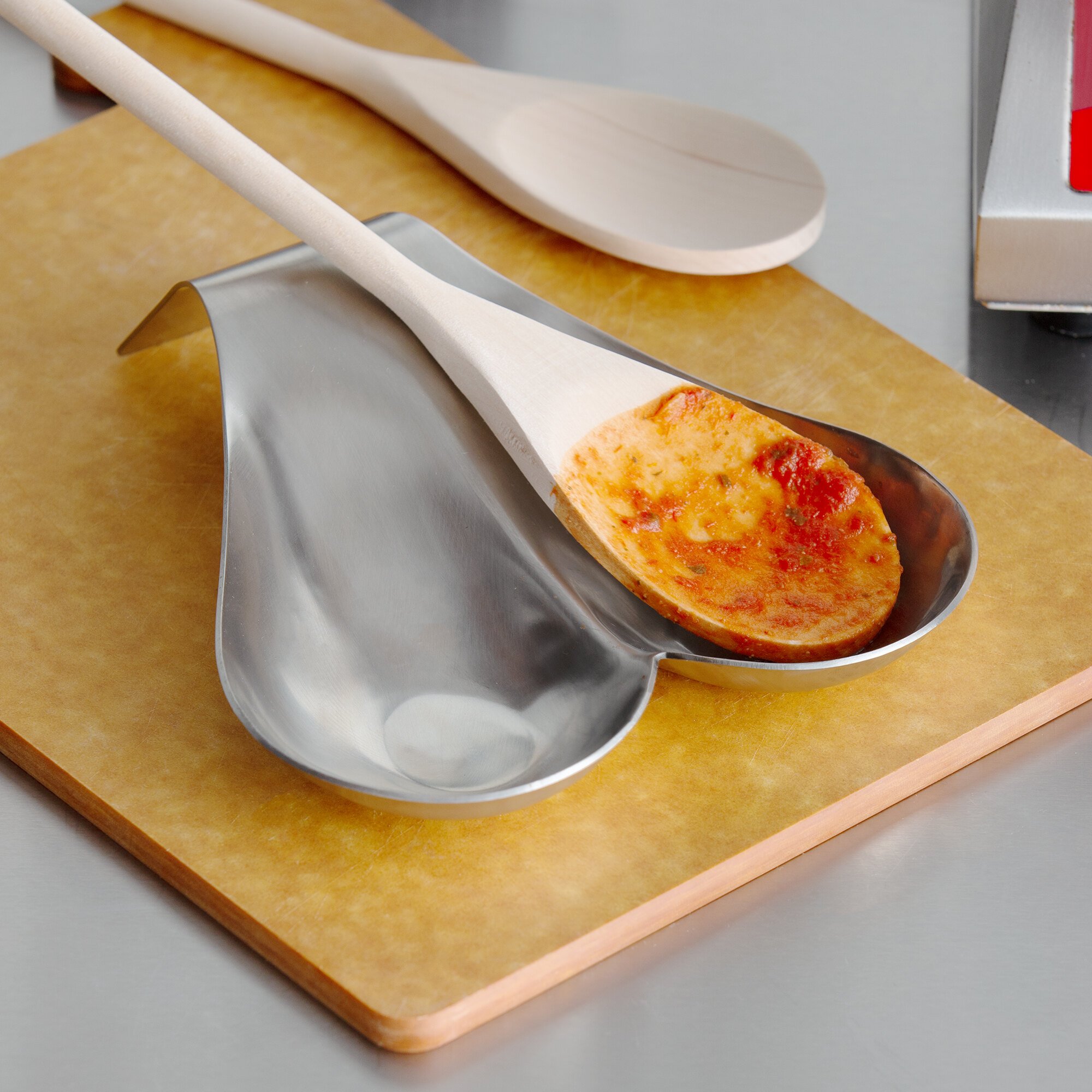 Tablecraft HB2 Double Spoon Rest Brushed Stainless Steel