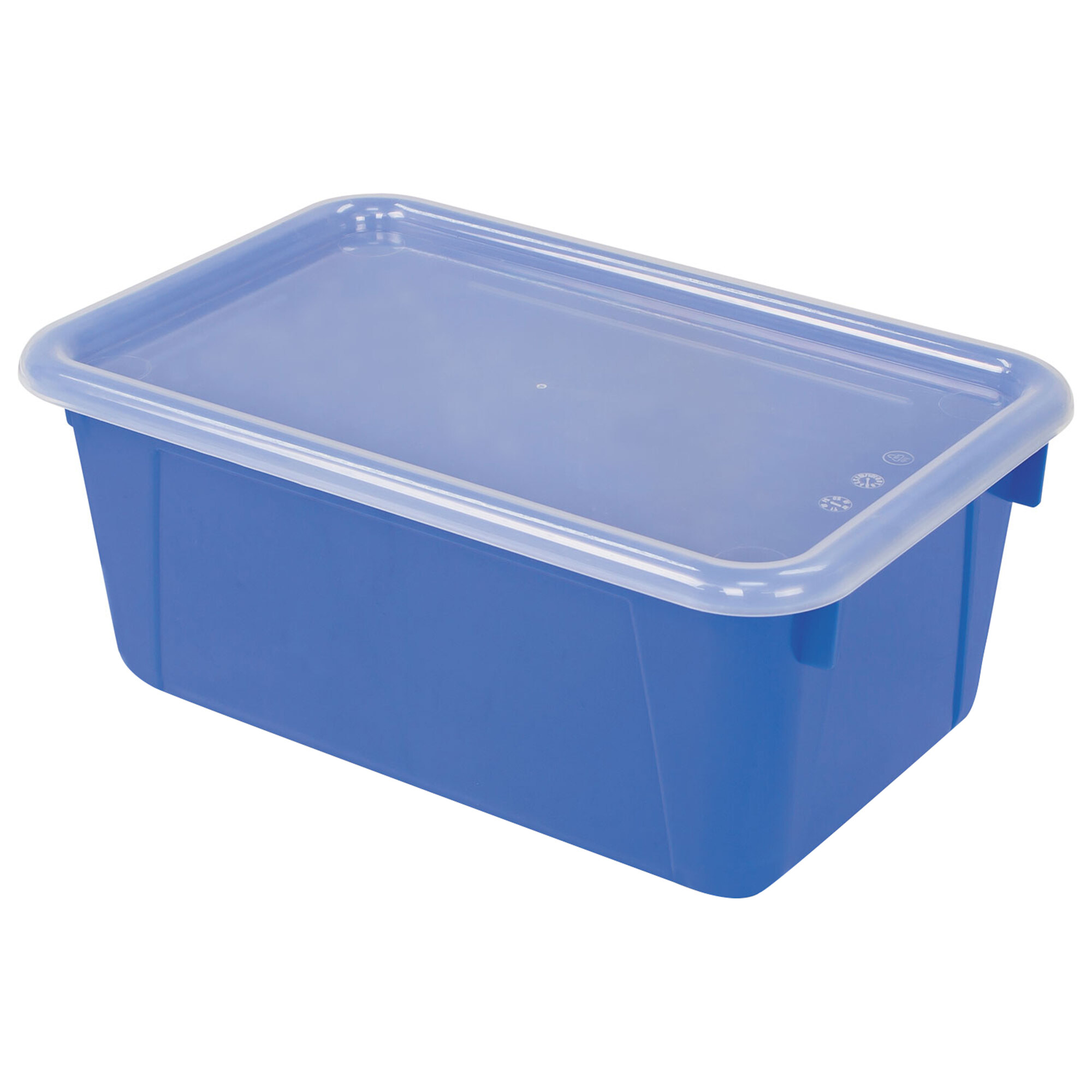 Storex 62408U06C 12" x 8" x 5" Blue Cubby Bin with Lid 6/Pack