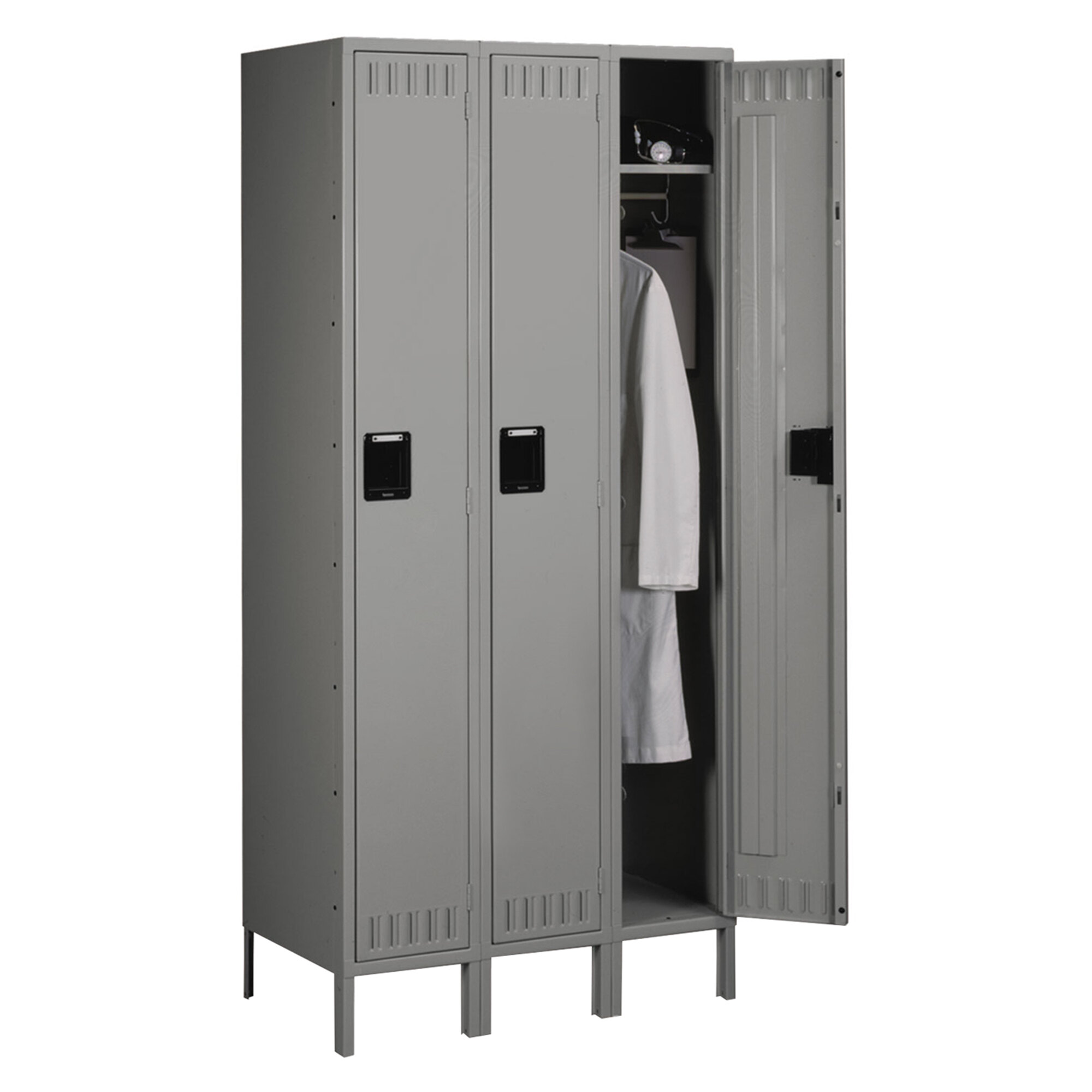 Tennsco STS1218723MG Three Unit Single Tier Medium Gray Steel Locker ...