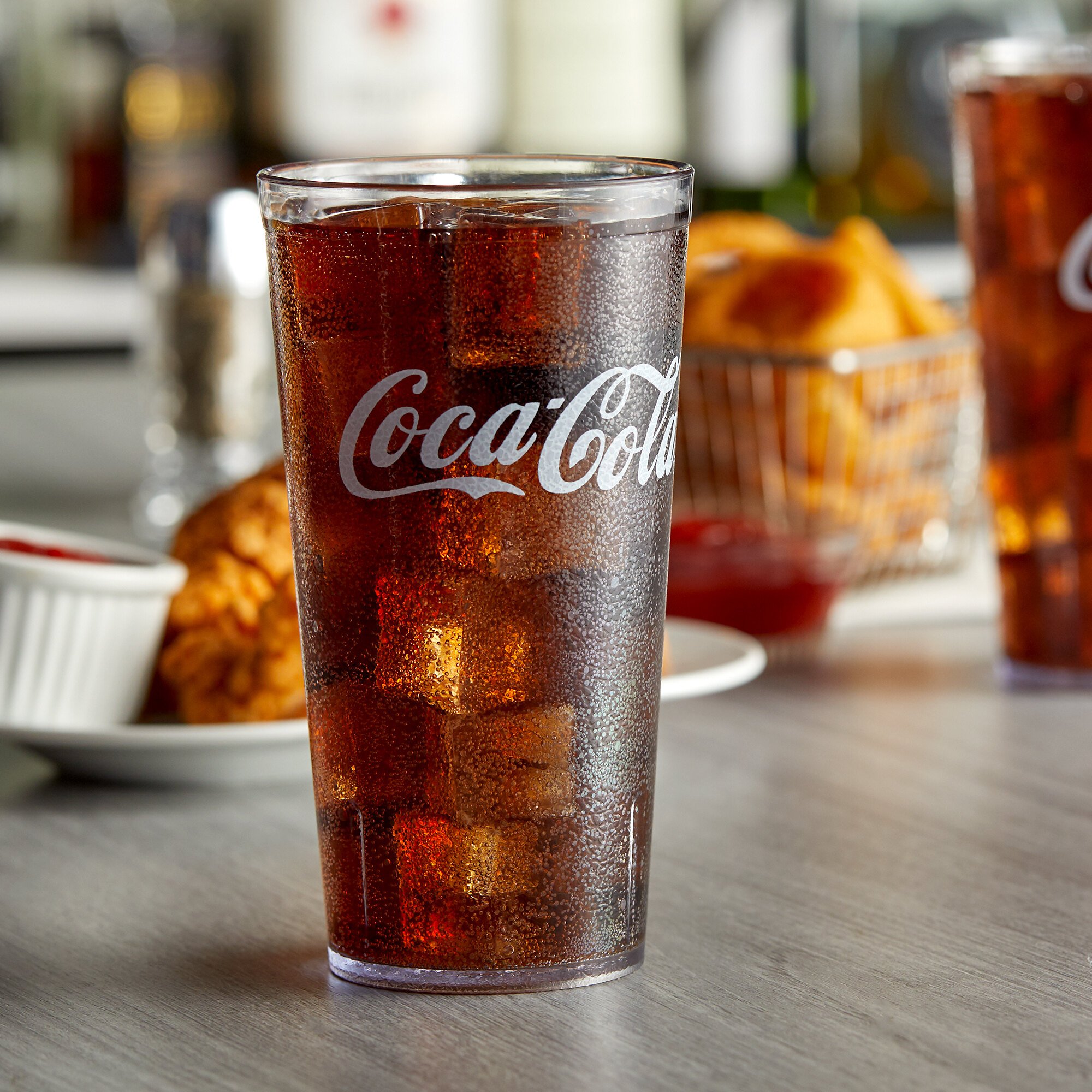 GET 6620-CC 20 oz. Clear Coca-Cola® SAN Plastic Pebbled Tumbler - 72/Case