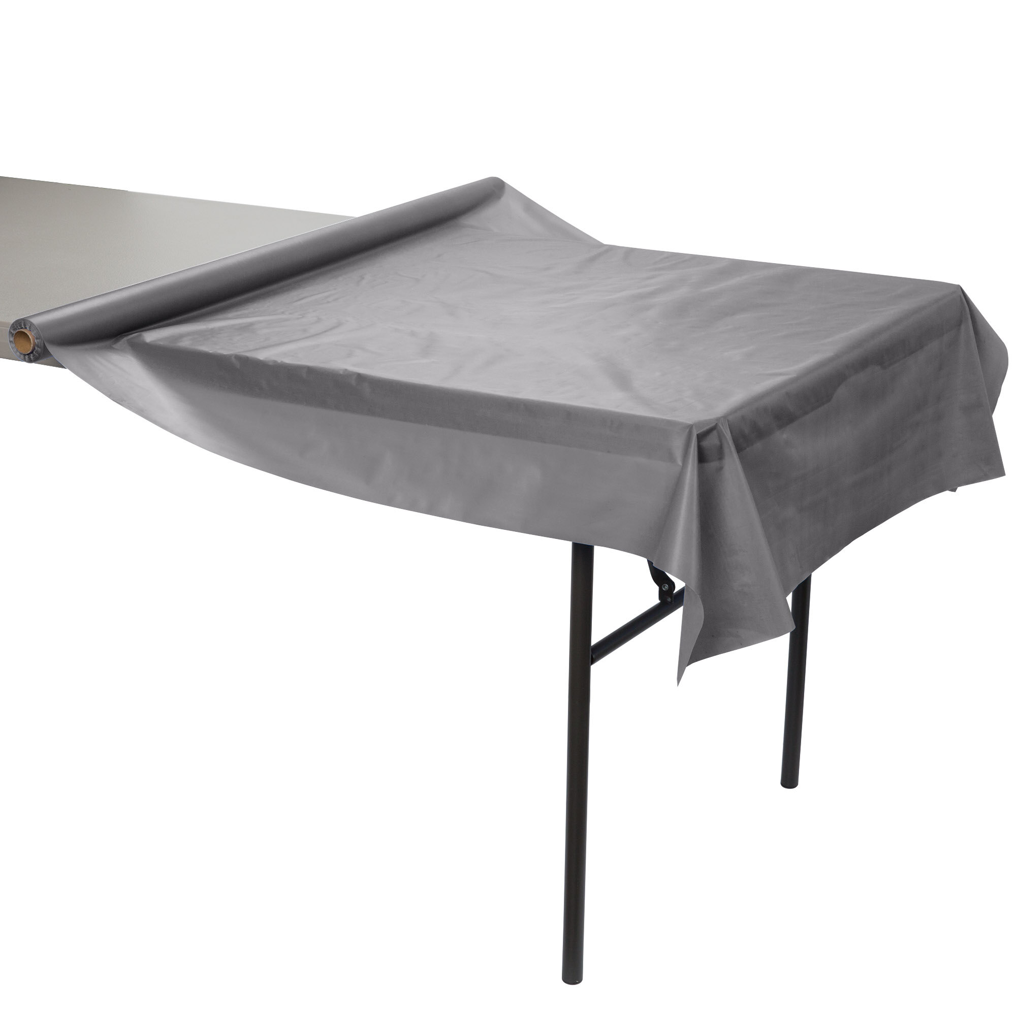 Creative Converting 339656 100' Glamour Gray Plastic Table Cover