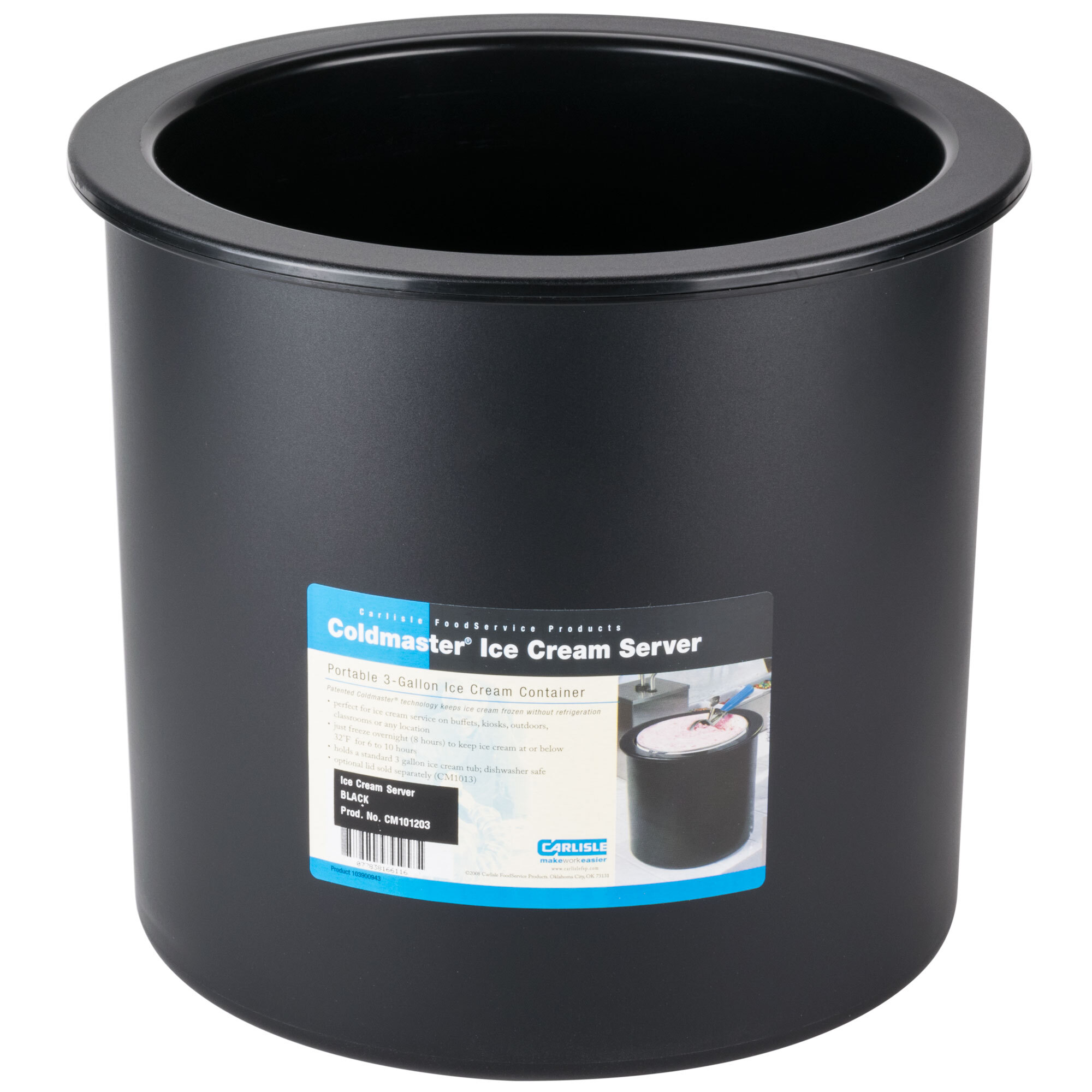 Carlisle CM101203 Black 3 Gallon Coldmaster Ice Cream Cold Crock with Lid