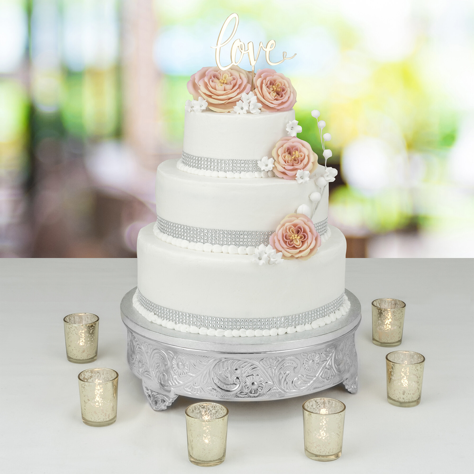 Tabletop Classics by Walco AC88518 18" Floral NickelPlated Round Cake