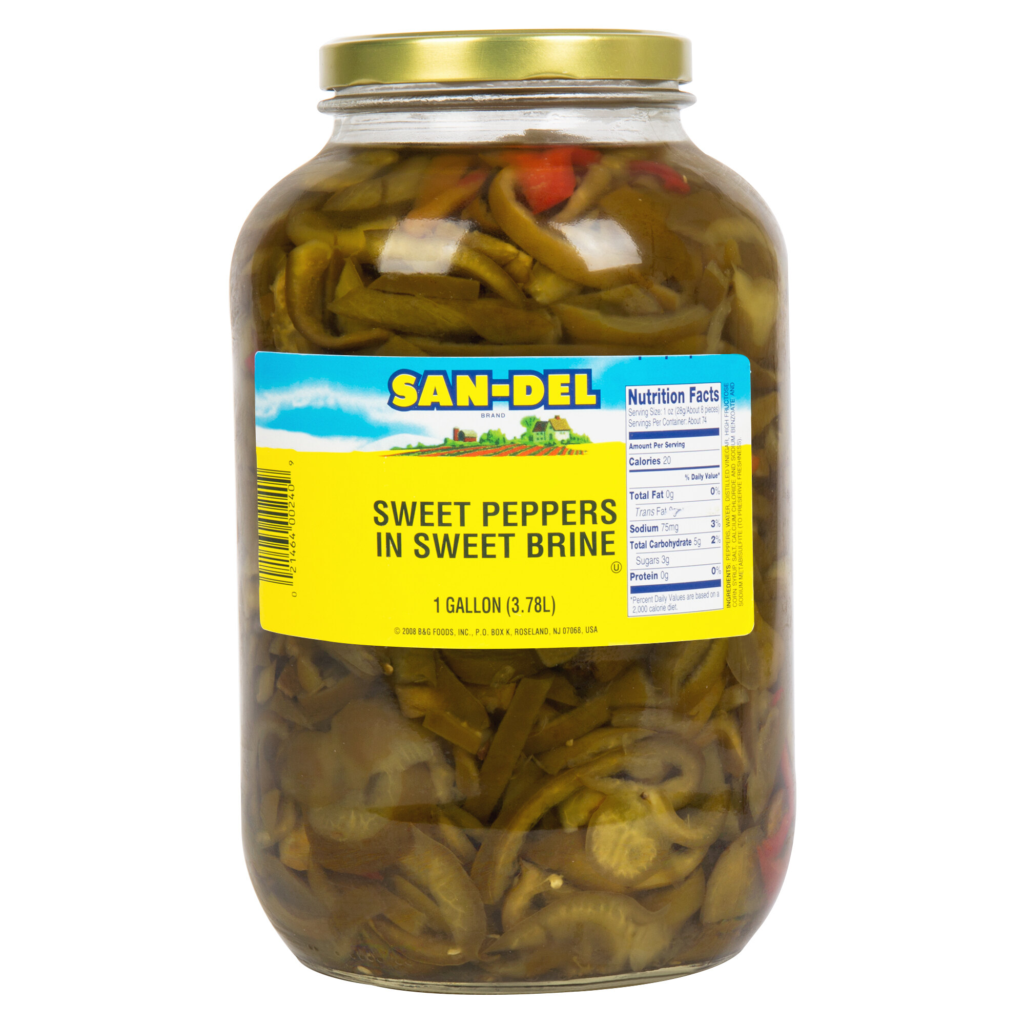B&G San Del 1 Gallon Jar Cut Sweet Peppers with Sweet Brine
