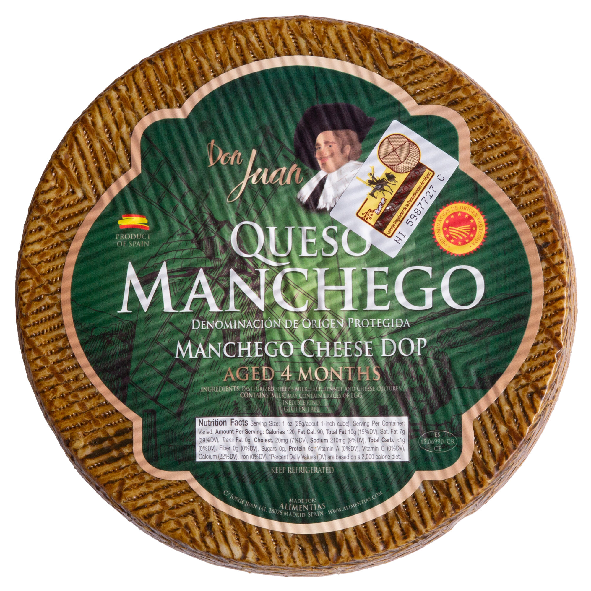 Don Juan 7 lb. 4Month Aged Queso Manchego Cheese Wheel