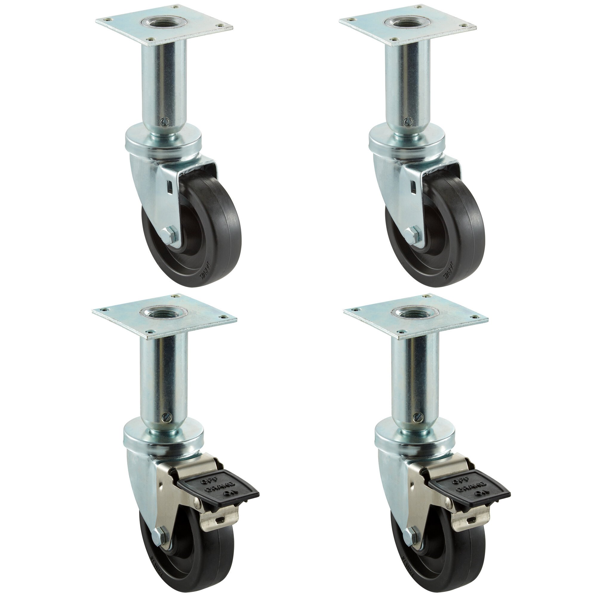 Pitco Equivalent 4" Swivel Adjustable Height Plate Casters for Fryers