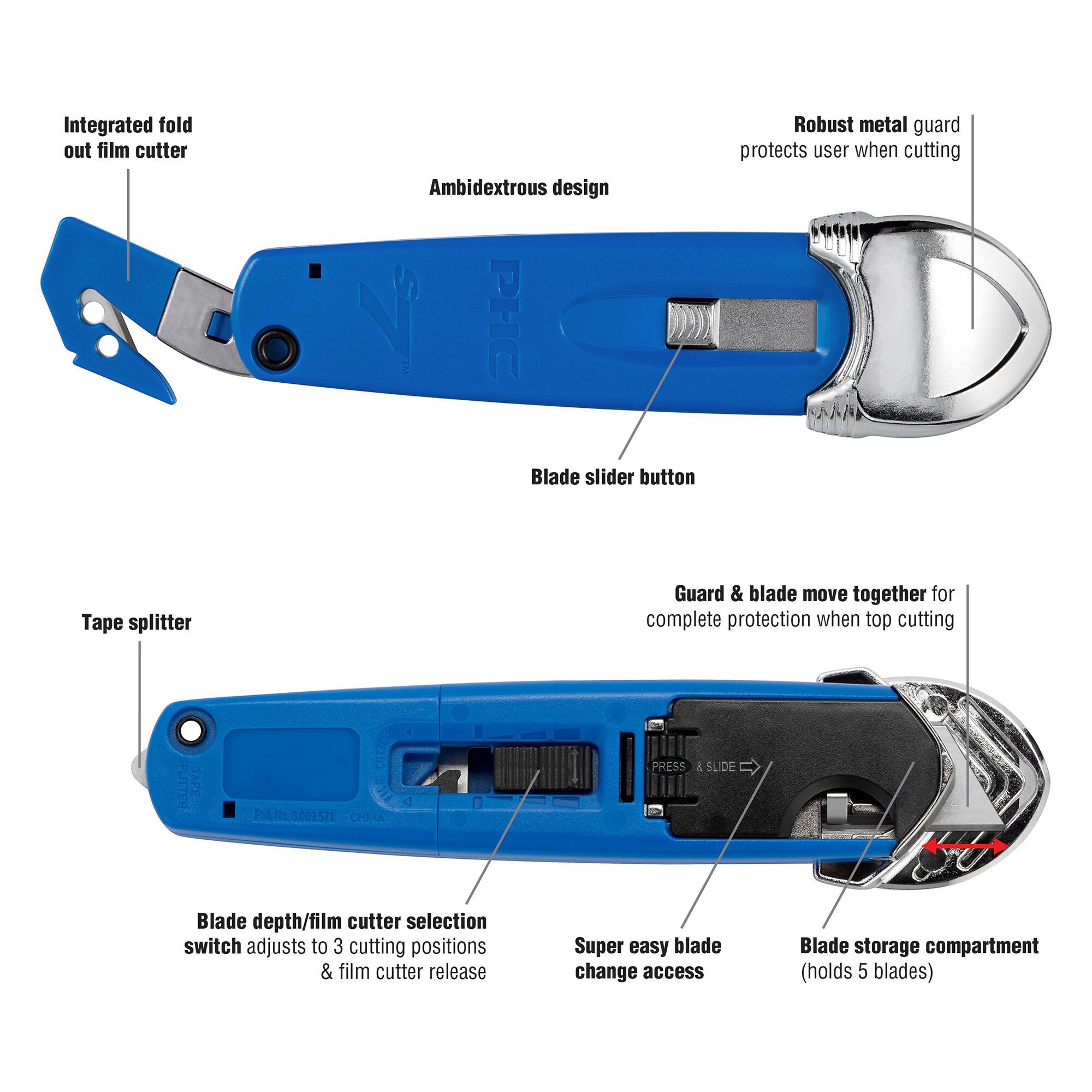 Pacific Handy Cutter S7 Blue 3 In 1 Safety Cutter