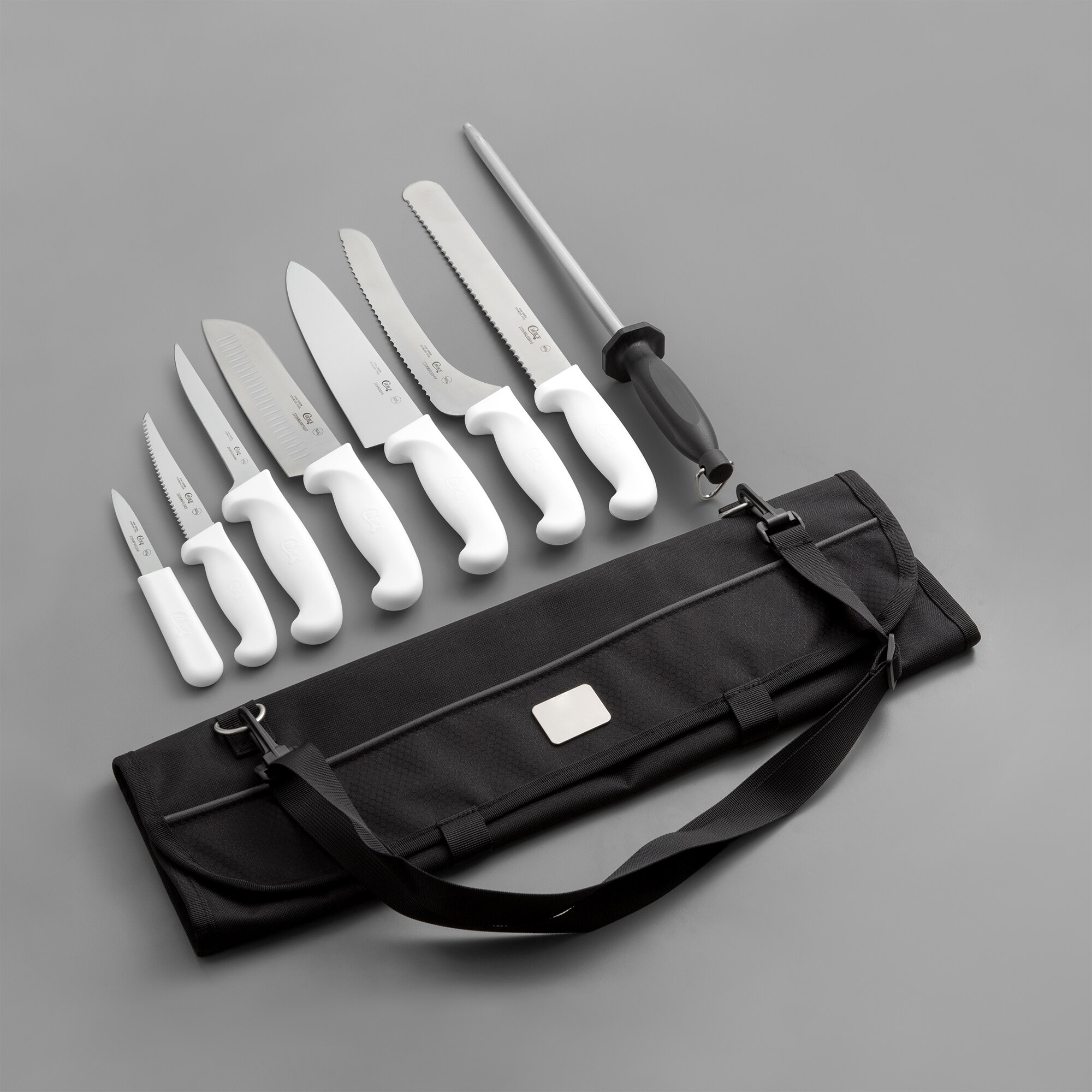 white knife set with white block
