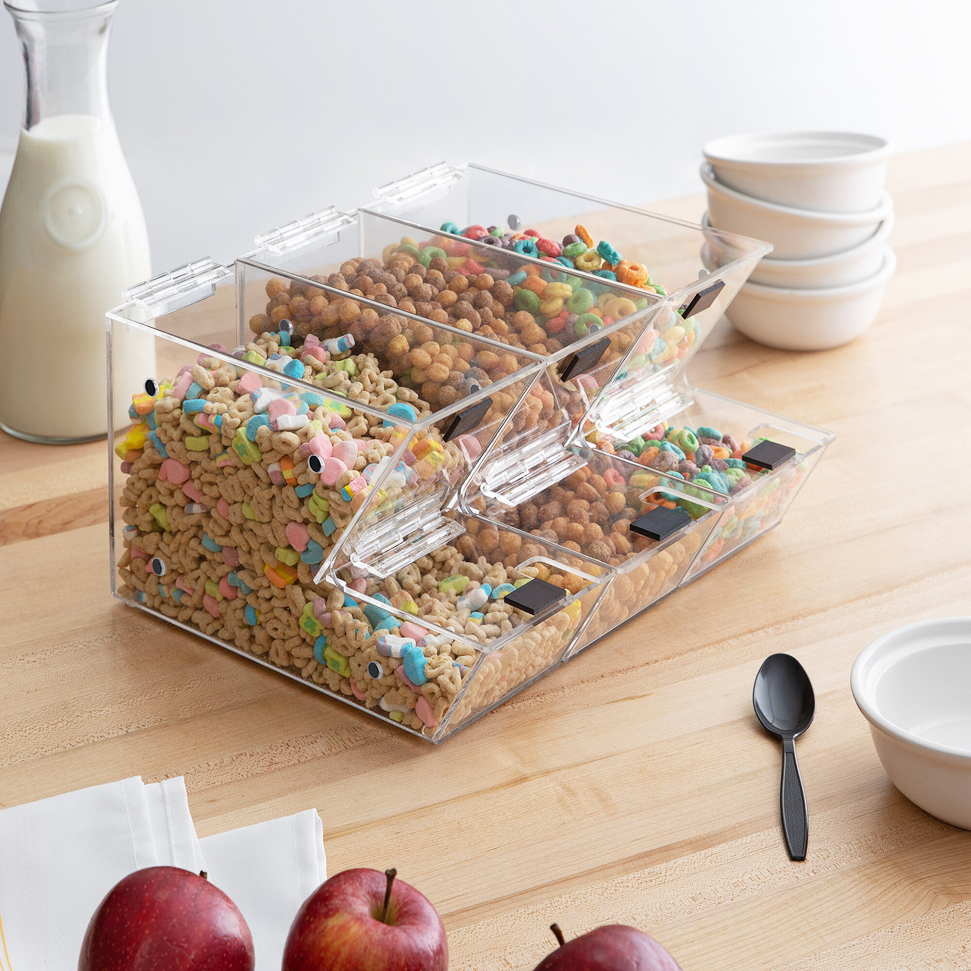 Choice 11" x 4" x 7" Stackable Candy / Topping Dispensers with Notches