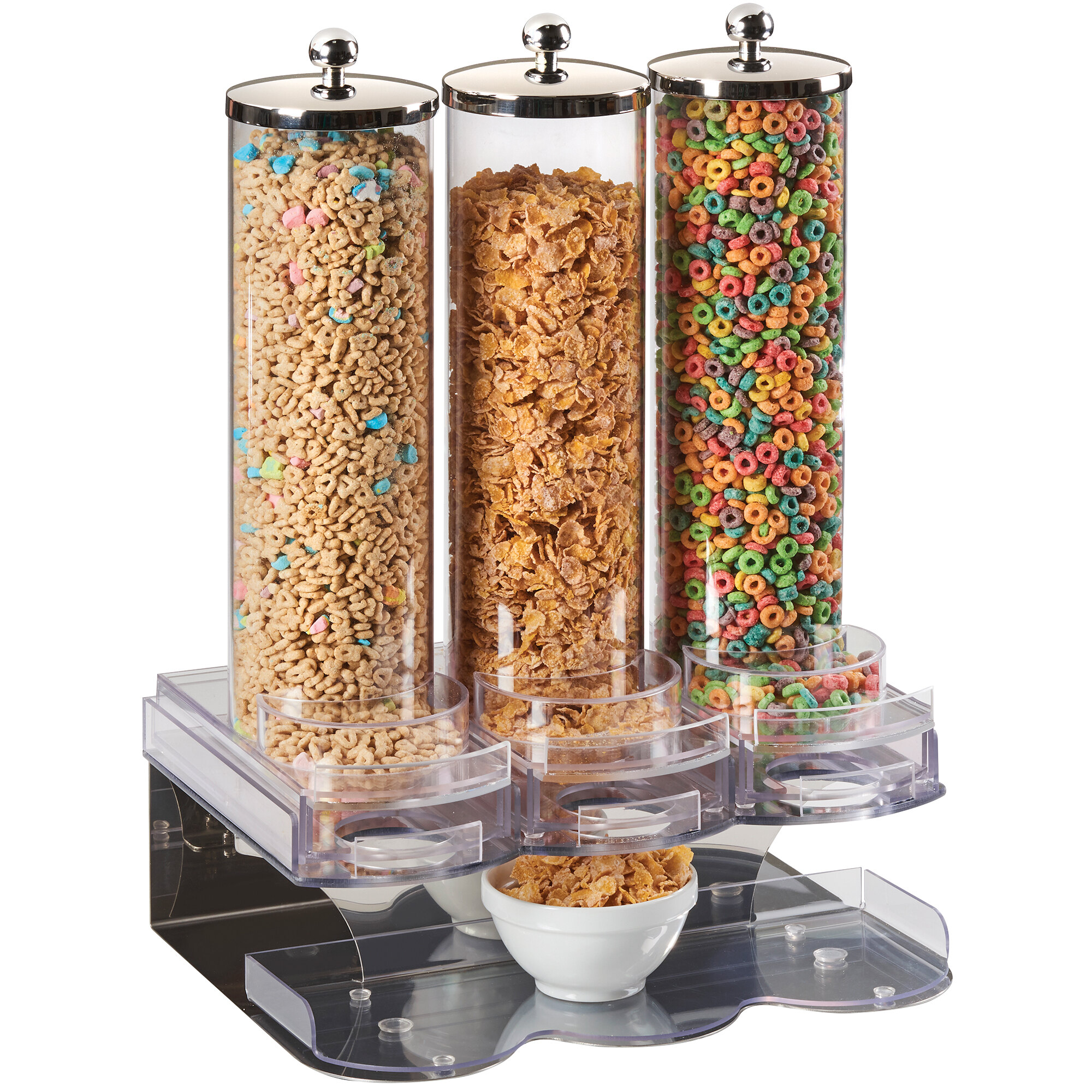 CalMil 4300 Silver 5 Liter Triple Canister Cereal Dispenser