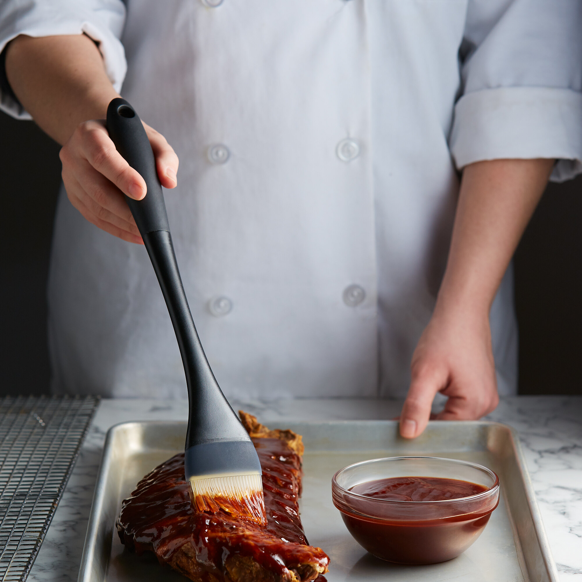 OXO 1118100 Good Grips 2"W High Heat Silicone Bristle Pastry/Basting Brush with Long Handle