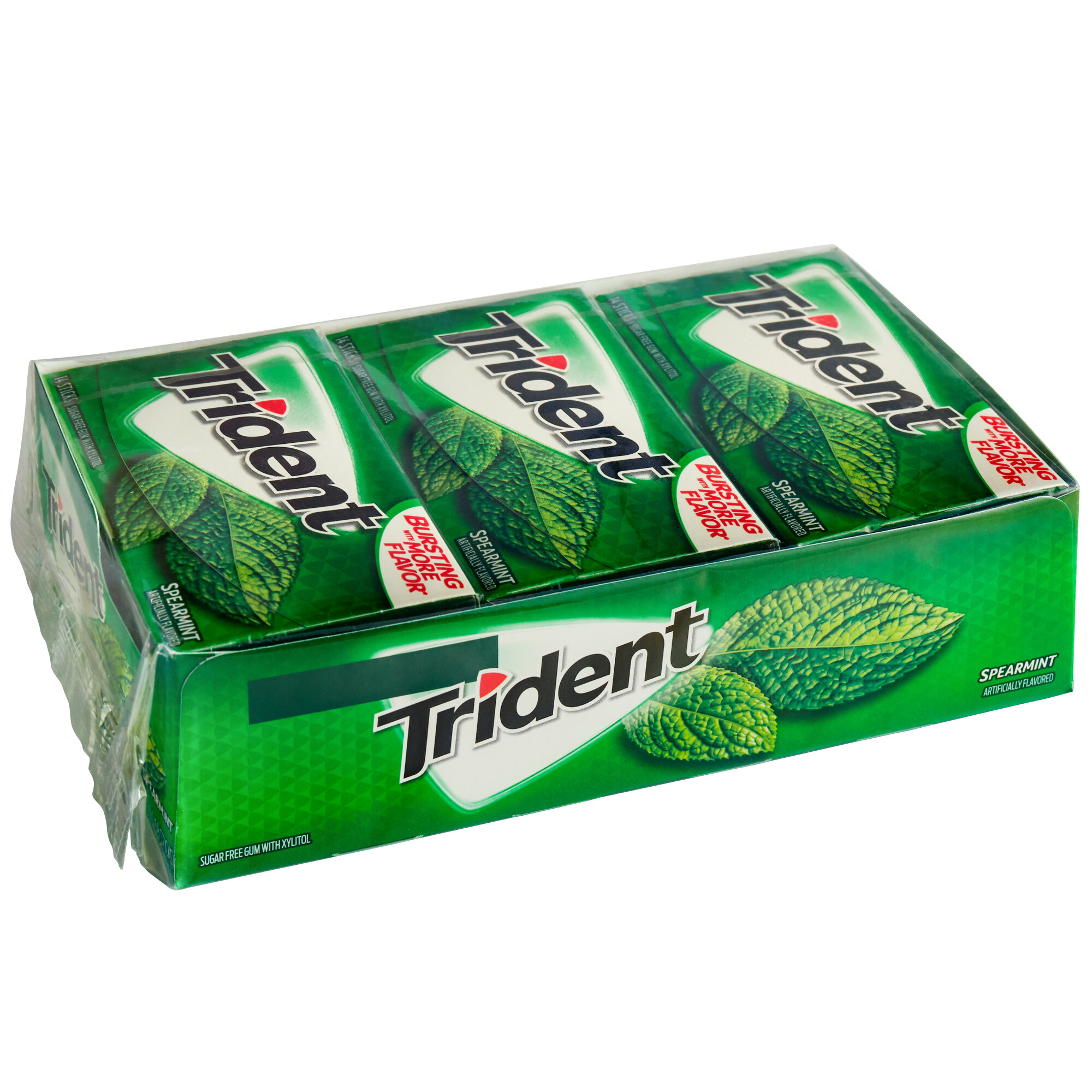 Trident Spearmint Sugar-Free Gum 14-Piece Pack - 144/Case