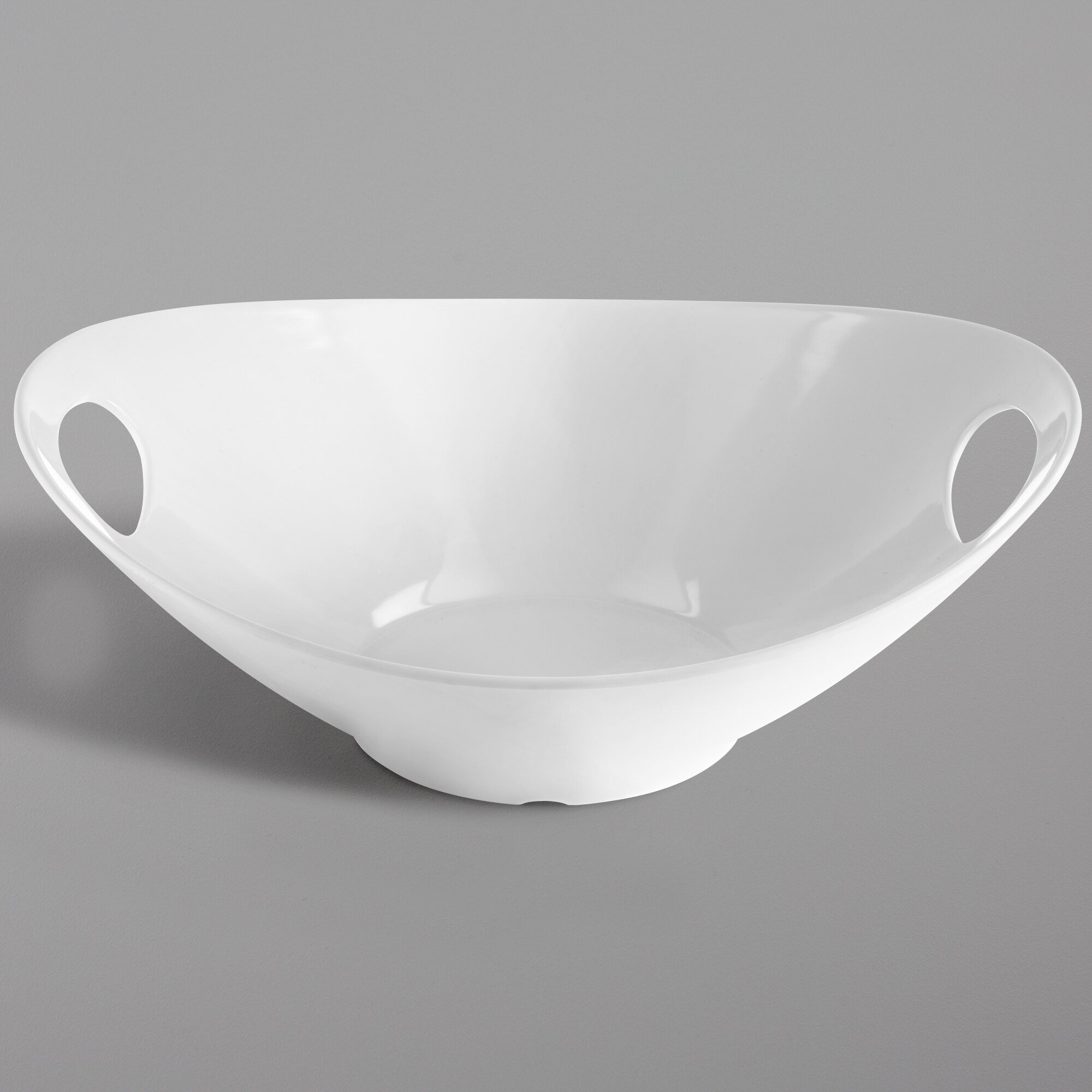 Tablecraft 123469 Frostone 3 Qt. White Oblong Melamine Serving Bowl