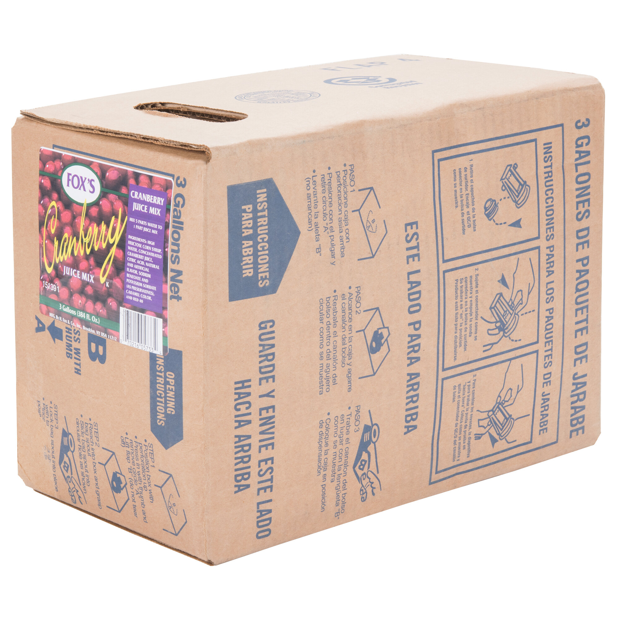 Fox's 3 Gallon Bag In Box Cranberry Juice Syrup