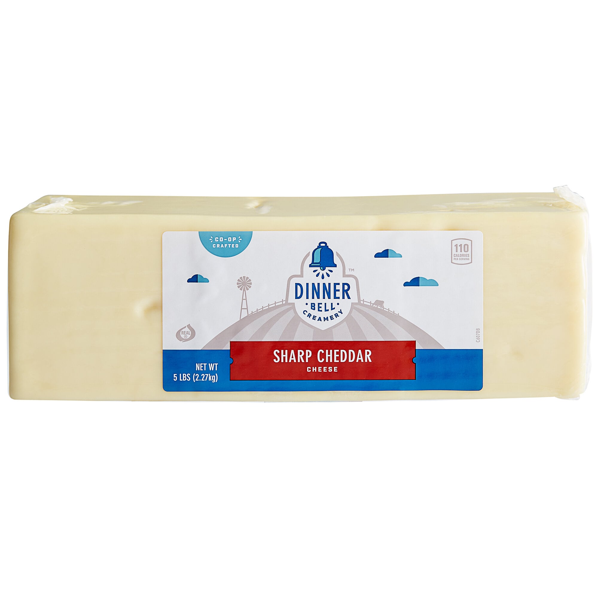 Dinner Bell Creamery 5 lb. White Sharp Cheddar Cheese 2/Case