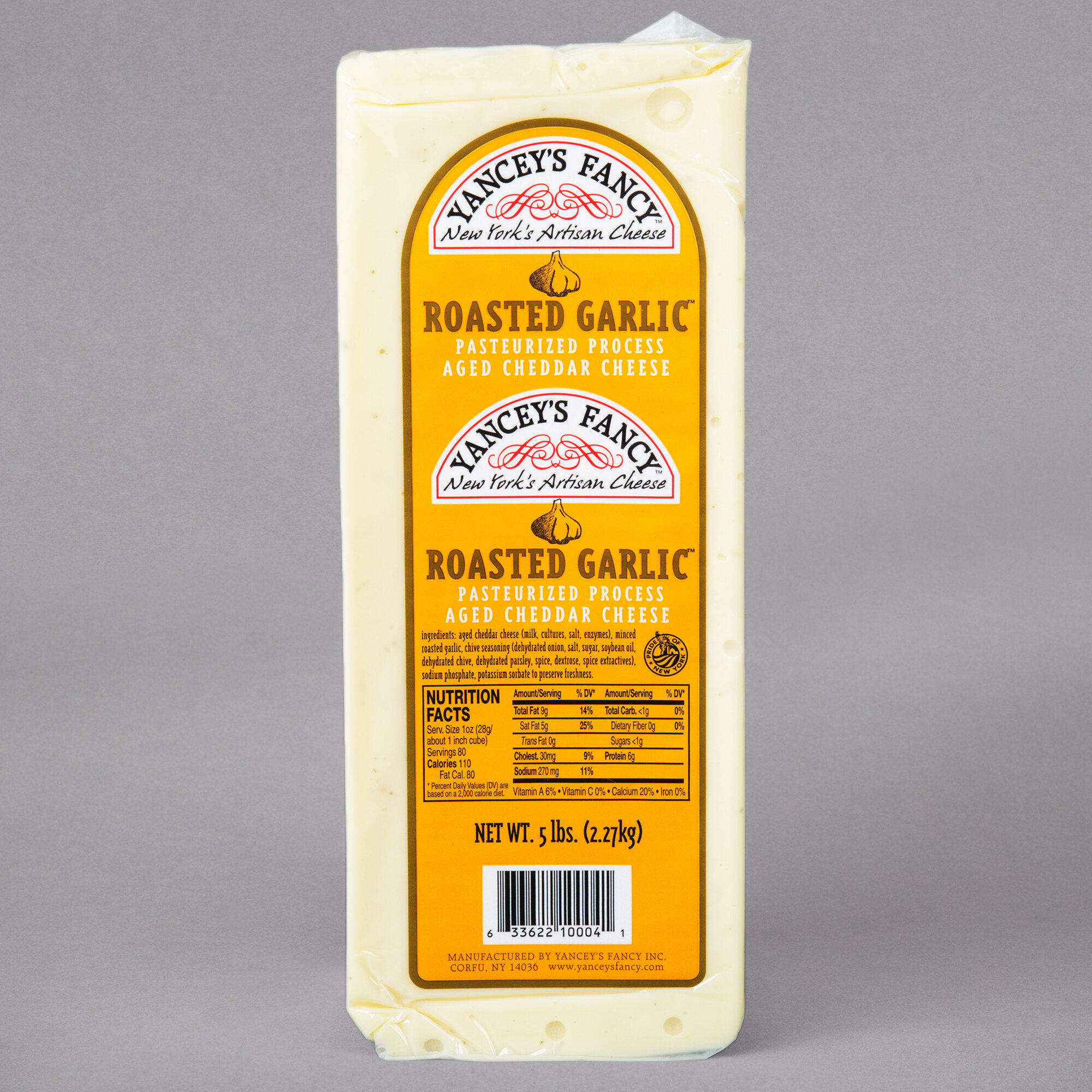 Yancey's Fancy 5 lb. Roasted Garlic Flavored New York Cheddar Cheese