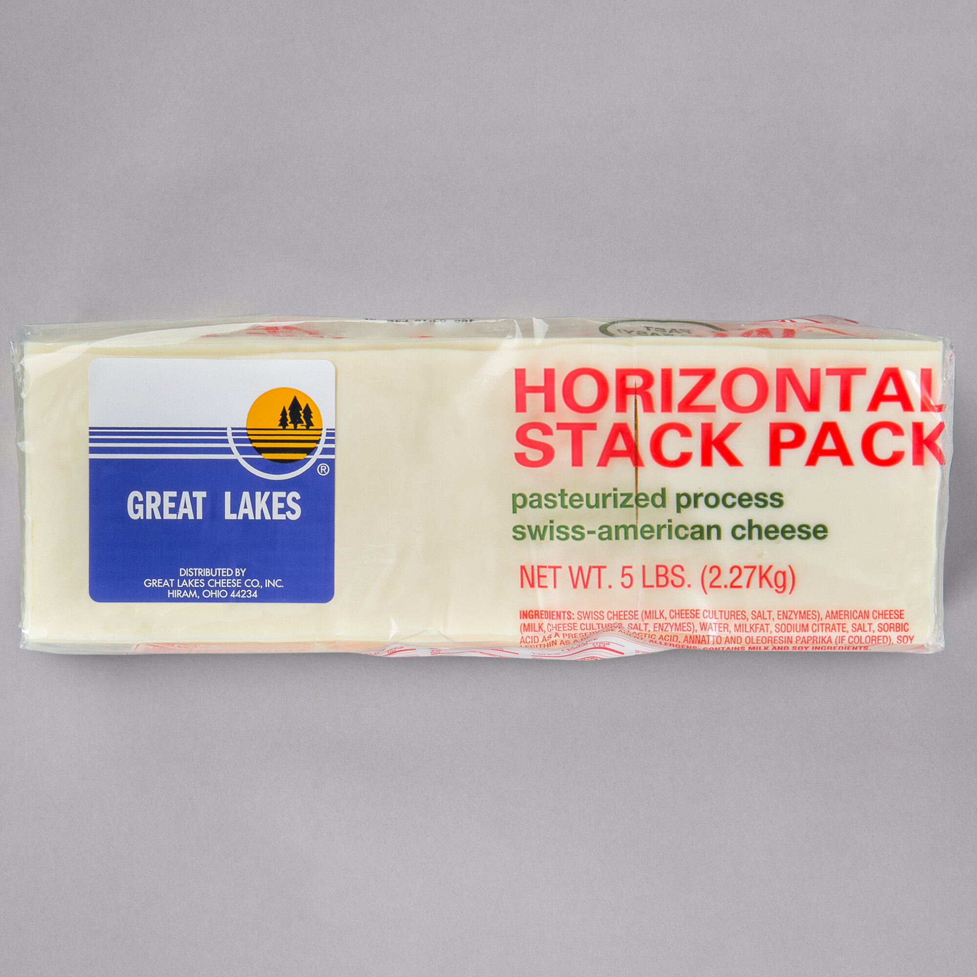 Great Lakes 120Count 5 lb. Presliced Swiss American Cheese 4/Case