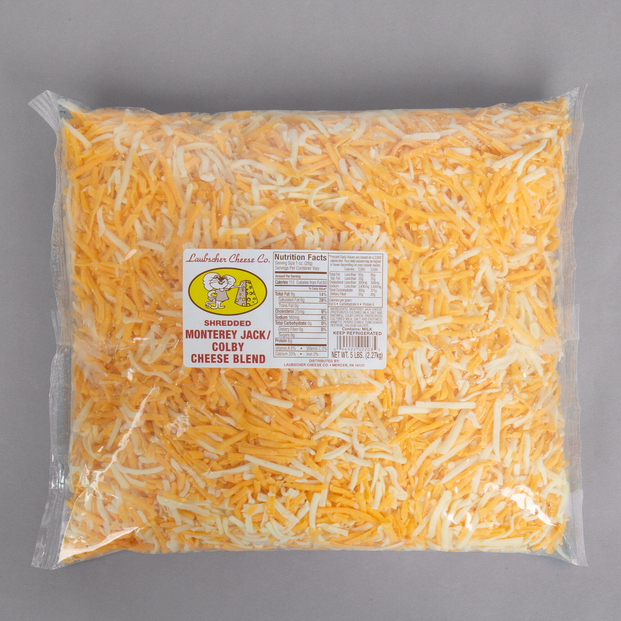Laubscher 5 lb. Bag Feather Shredded Colby Jack Cheese Blend 4/Case