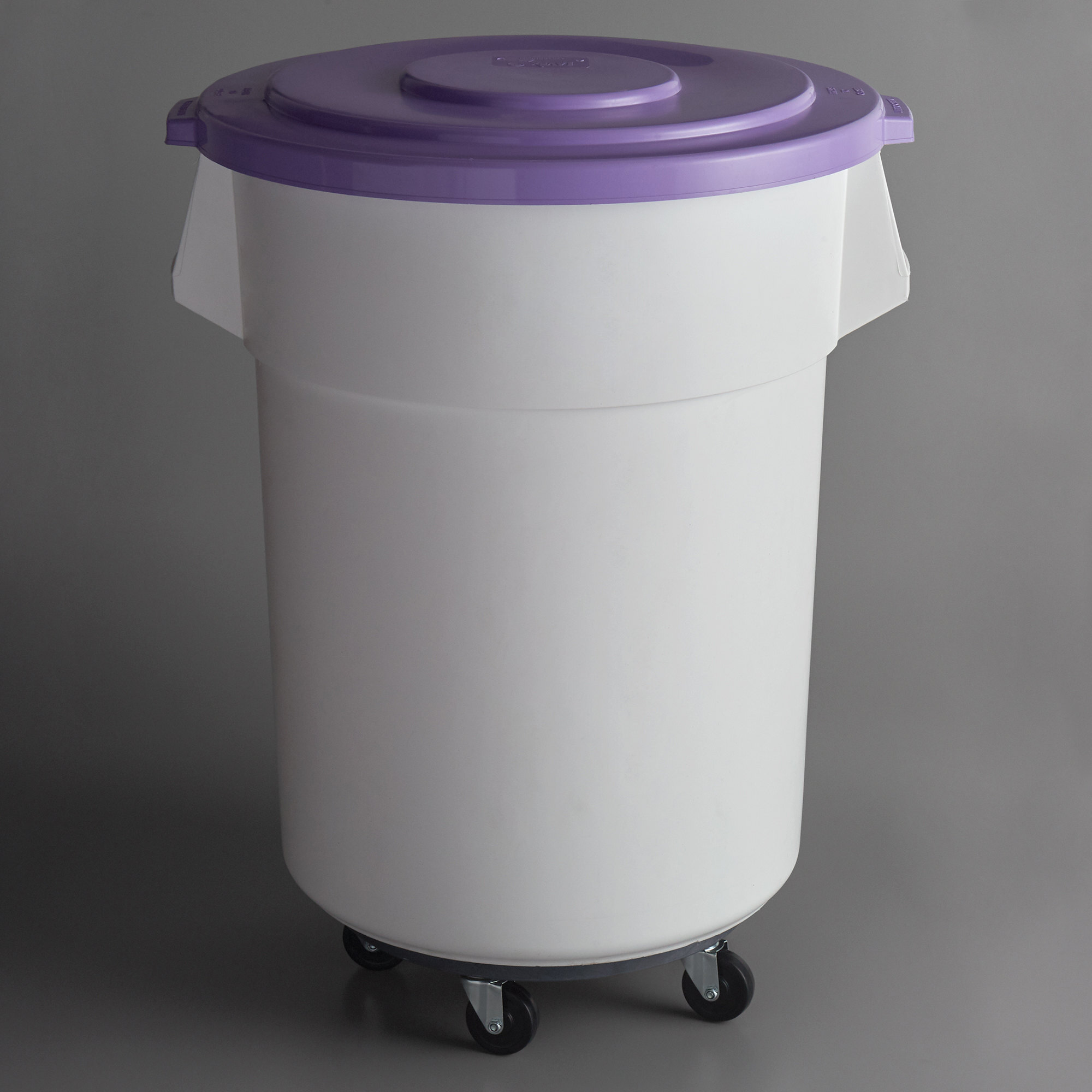 Allergen-Safe 55 Gallon / 880 Cup White Round Mobile Ingredient Storage