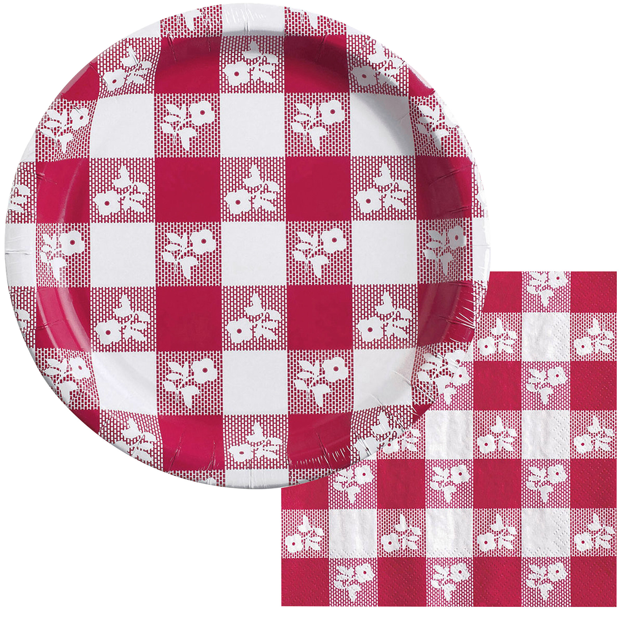 Creative Converting 28188 54" x 108" Red Gingham Paper Tablecloth 12/Case