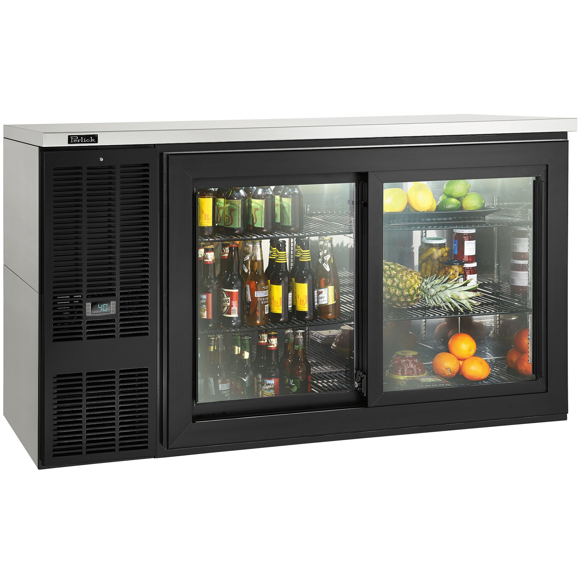 Perlick SDBS60 60" Black Sliding Door Back Bar Refrigerator