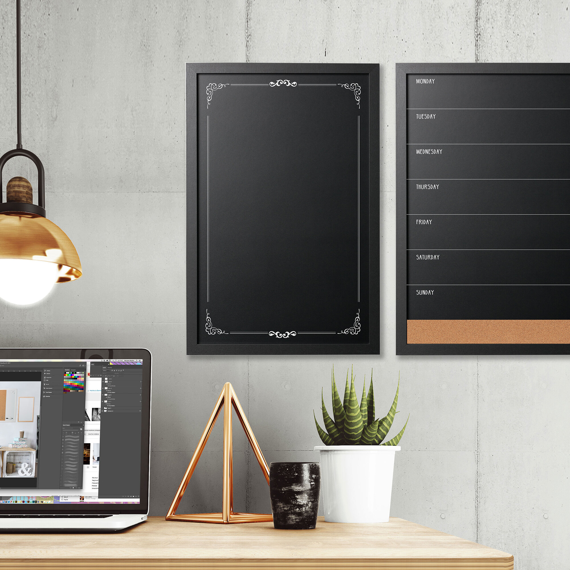 MasterVision PM0331168 16" x 24" Decorative WallMount Chalkboard with