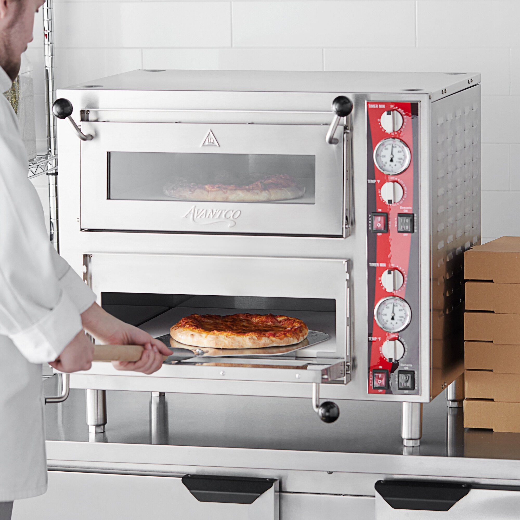 Avantco DPO18DD Double Deck Countertop Pizza/Bakery Oven with Two