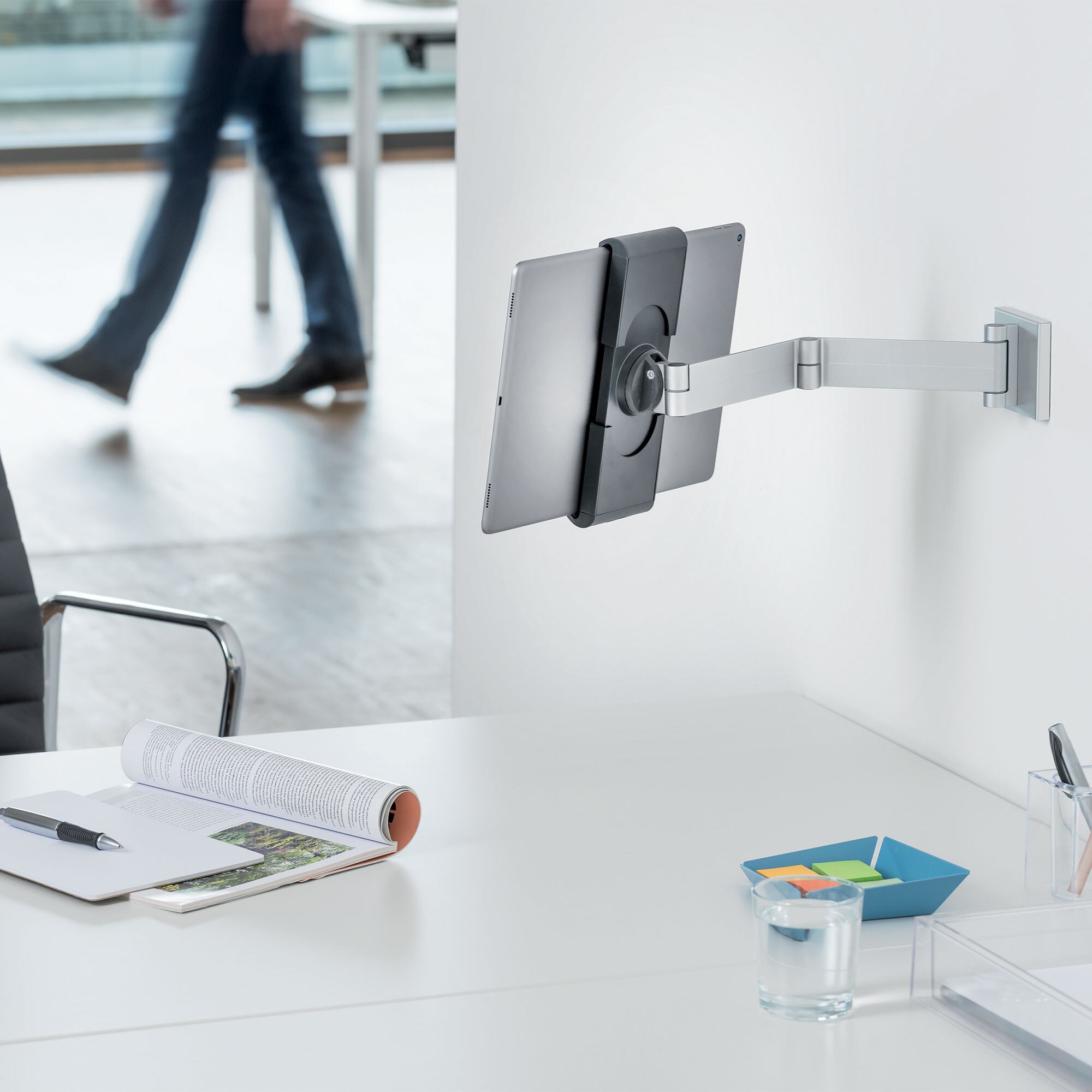 Durable 893423 Silver Metal WallMount Tablet Holder with Swinging Arm