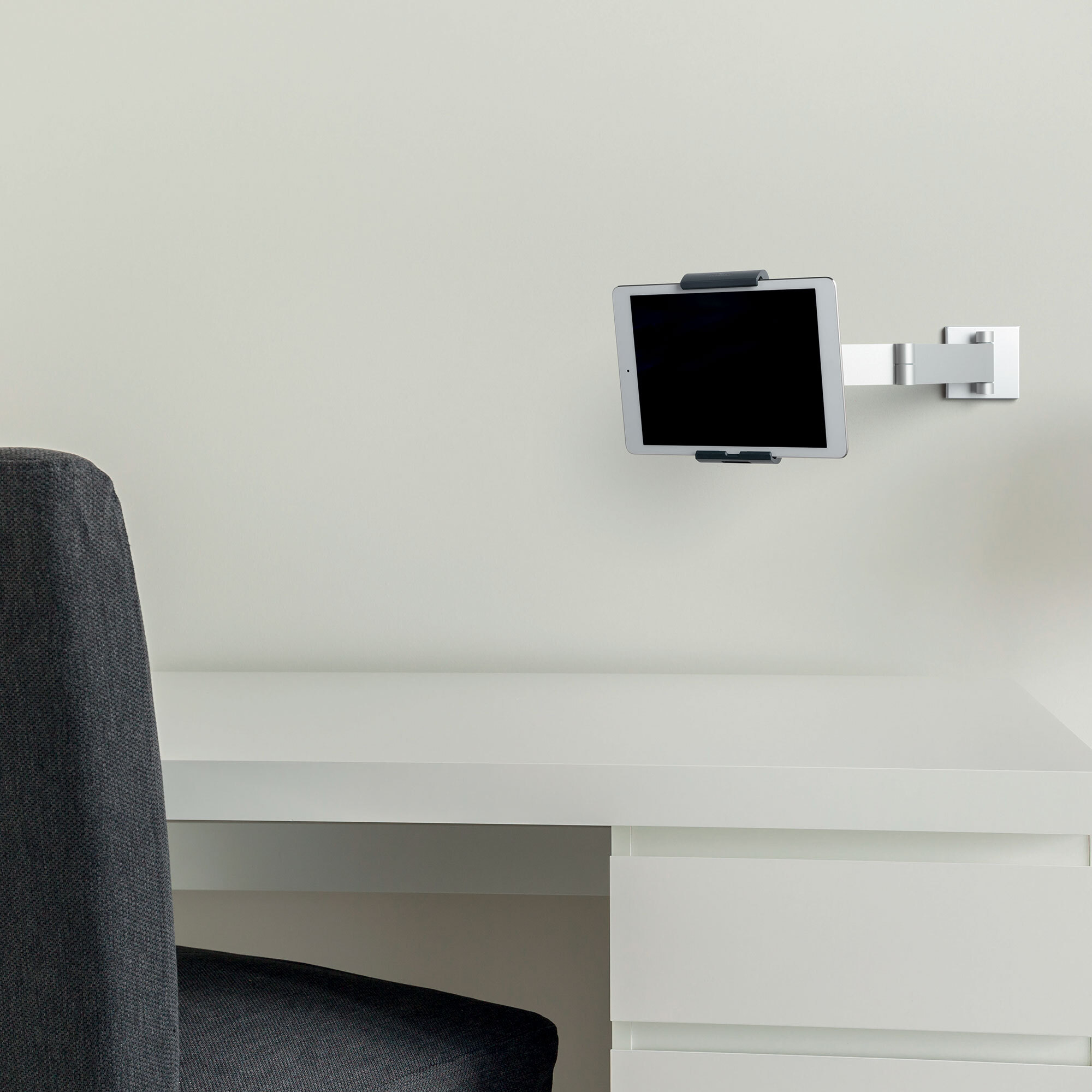 Durable 893423 Silver Metal WallMount Tablet Holder with Swinging Arm