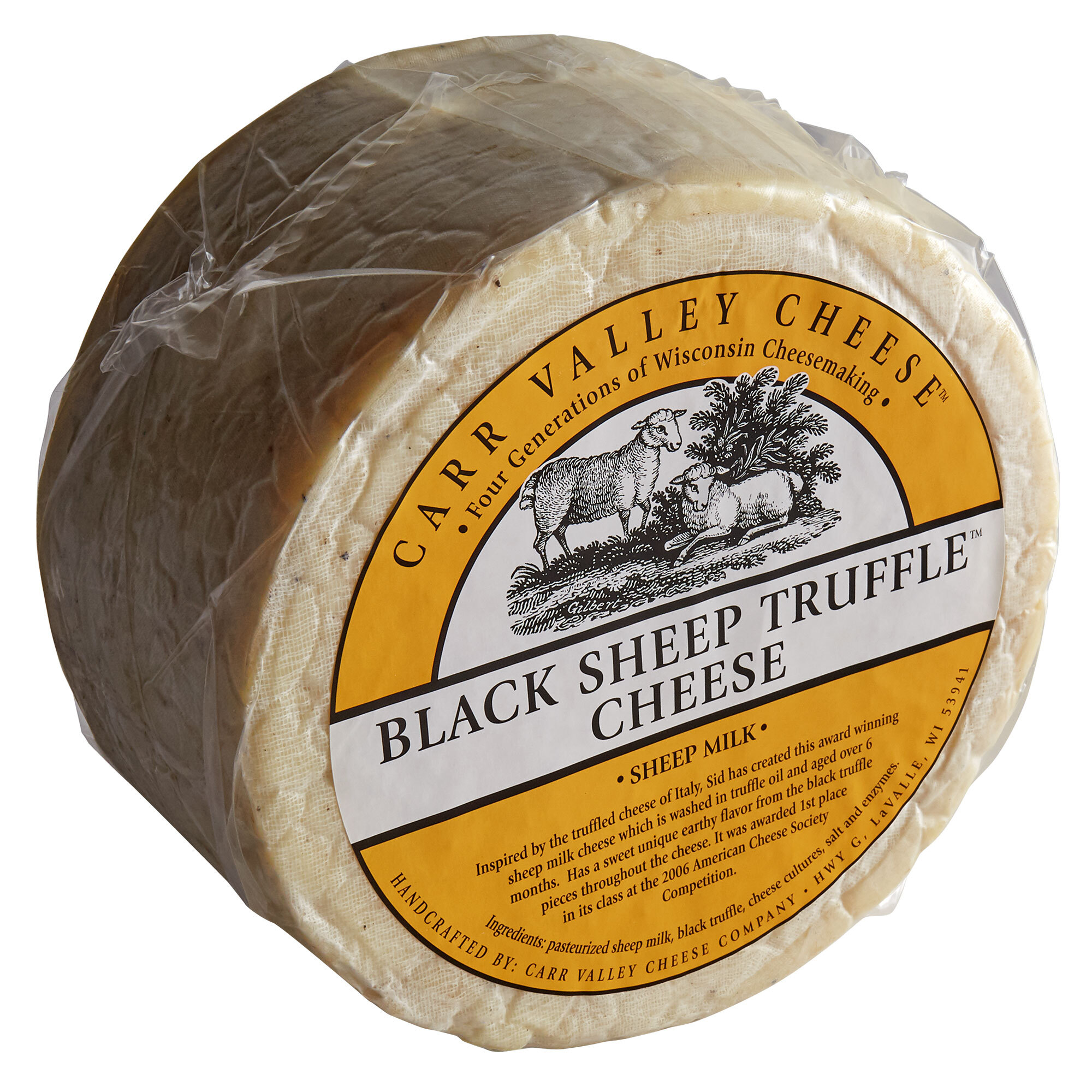 Carr Valley Cheese Company 12 lb. Black Sheep Truffle Cheese Wheel