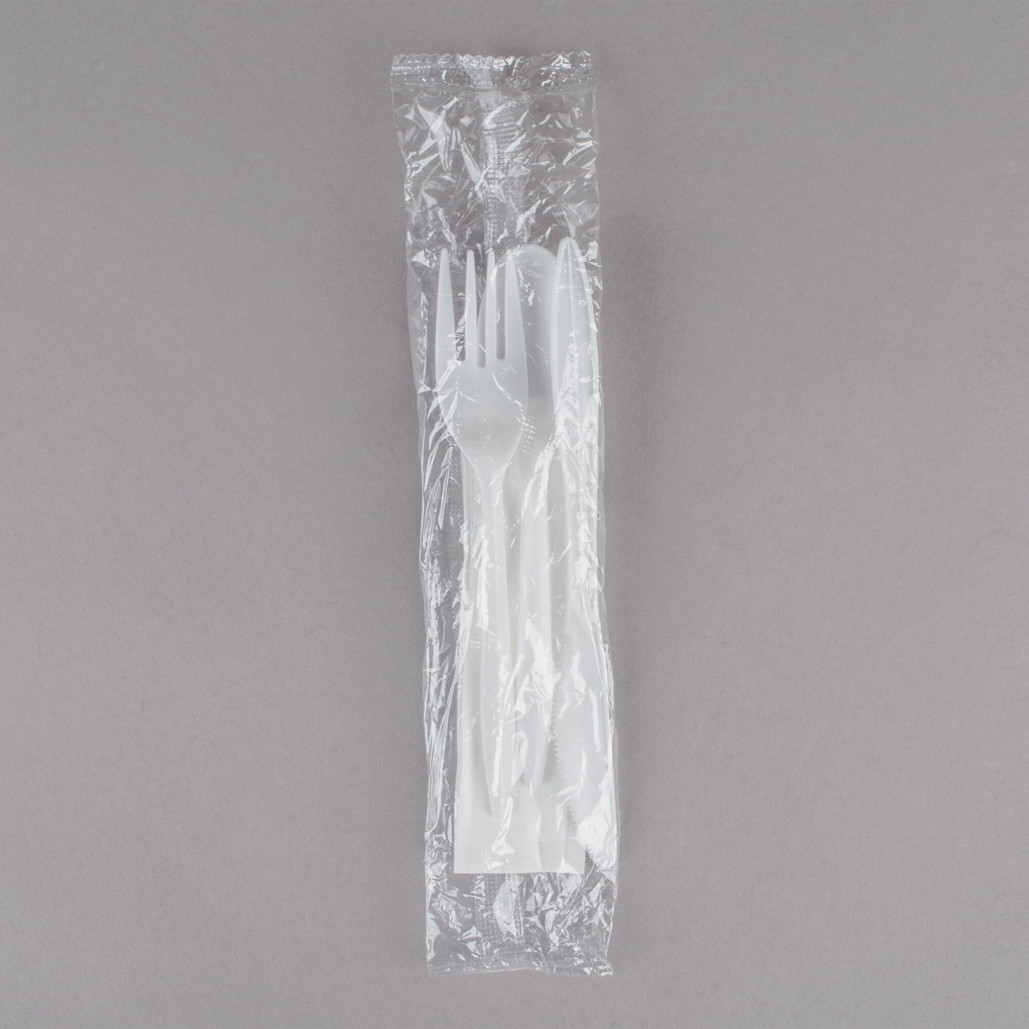 Choice Medium Weight White Wrapped Plastic Cutlery Set with Napkin