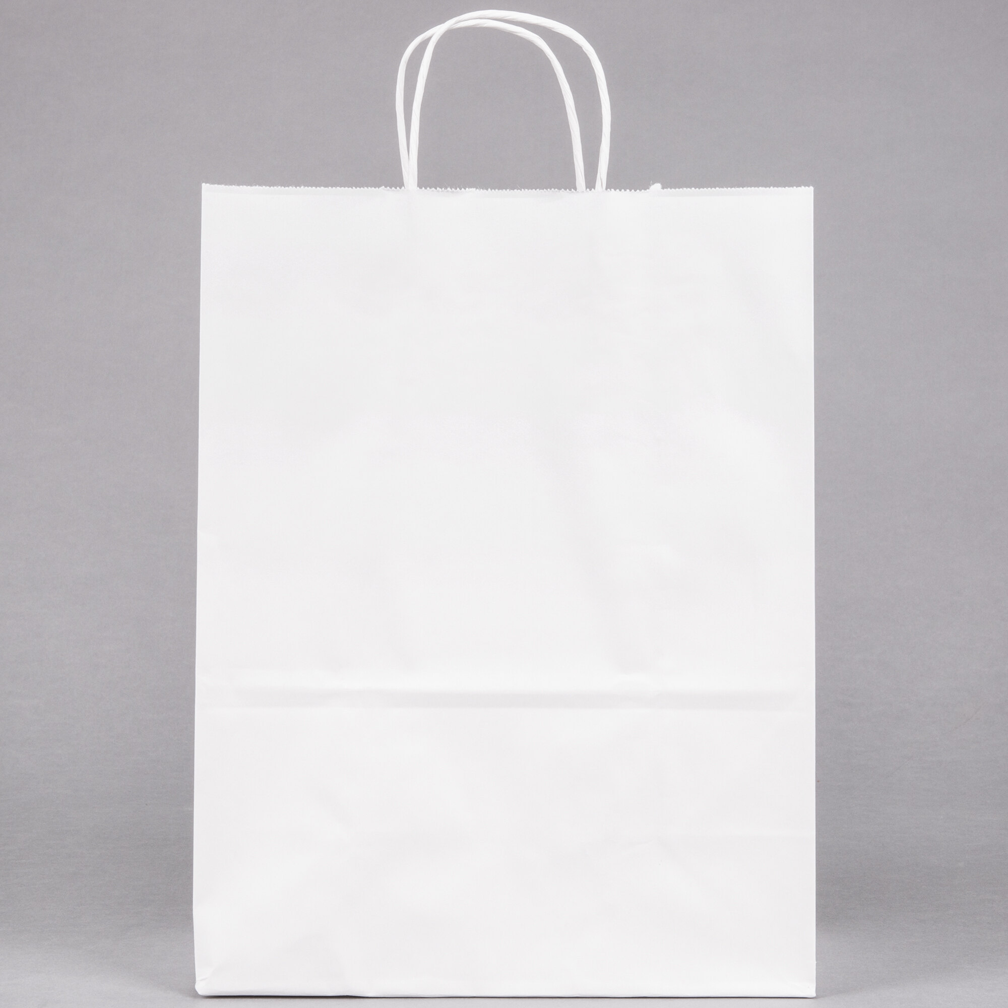 White Paper Shopping Bags With Handles, 250/Bundle