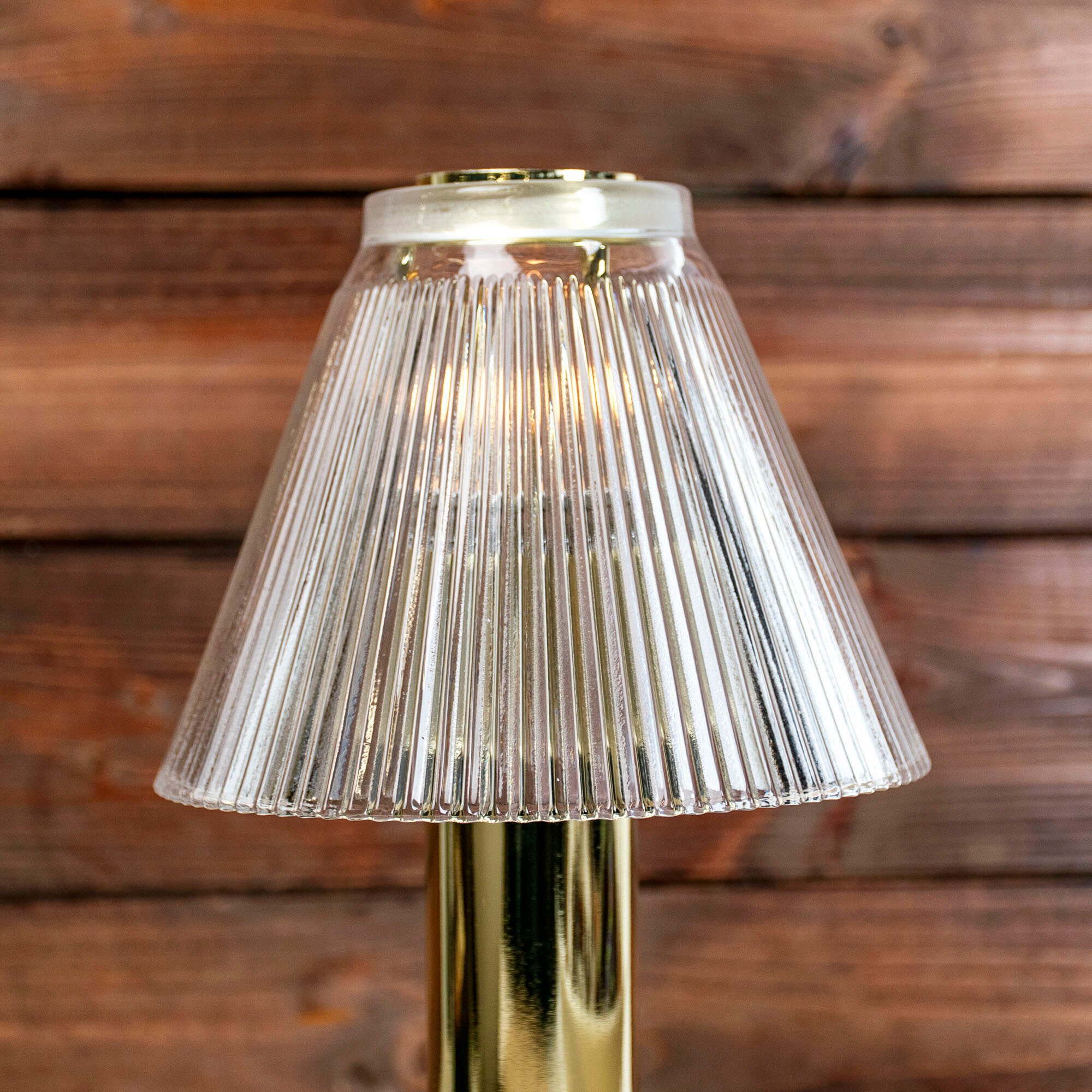 Sterno 85446 Table Lamp Clear Glass Pleated Shade
