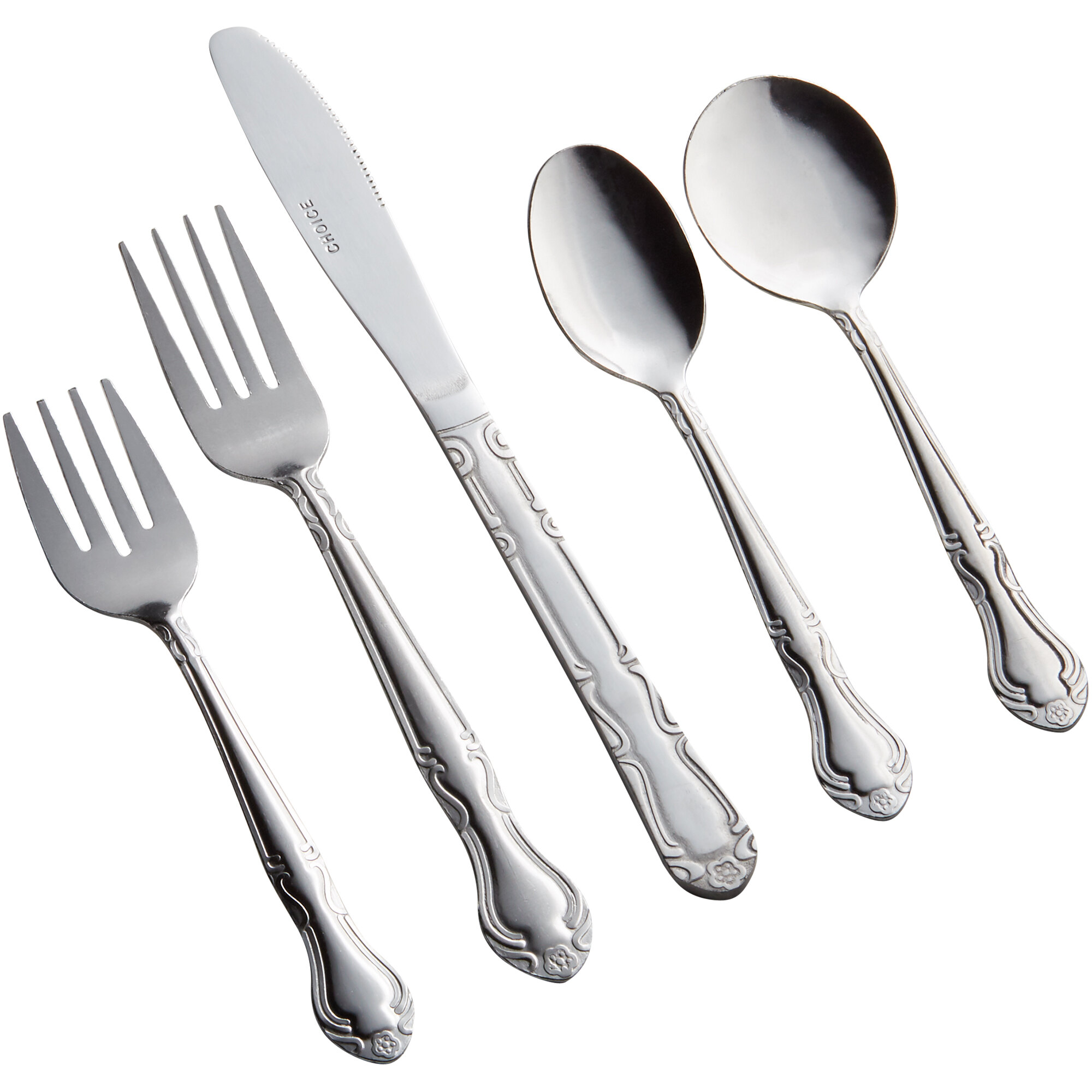 Choice Bethany 18/0 Stainless Steel Flatware Set with Service for 12