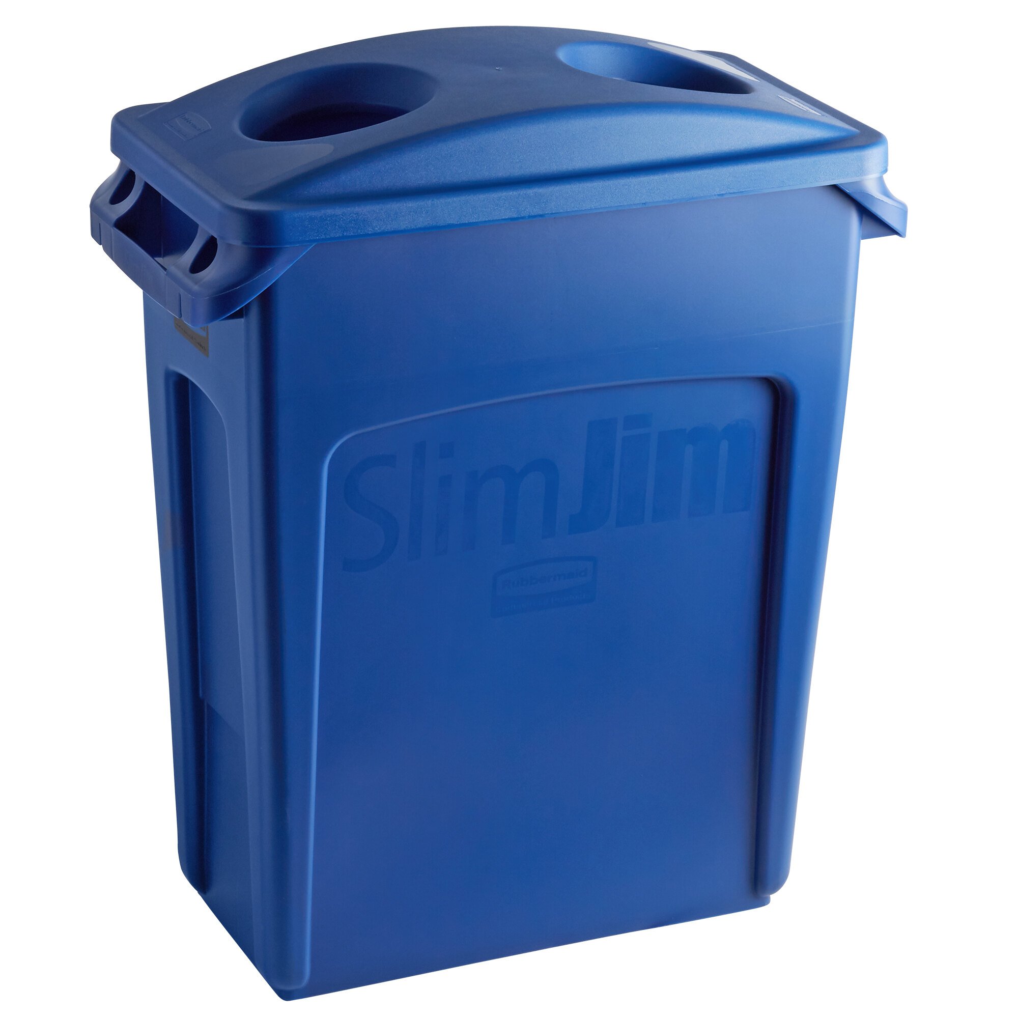 Rubbermaid Slim Jim 64 Qt. / 16 Gallon Blue Rectangular Trash Can with ...