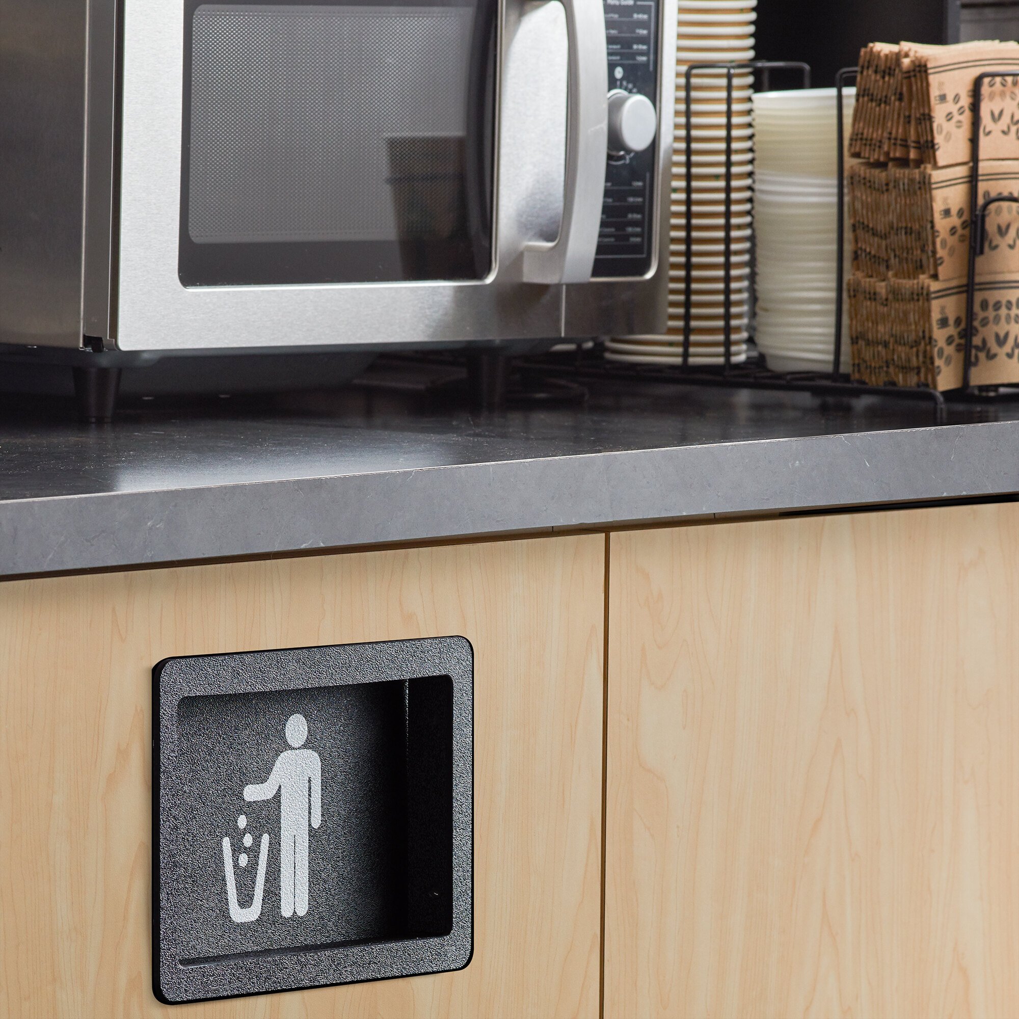 Vollrath MTS1 Black Small FlushMount SpringLoaded Trash Receptacle Door