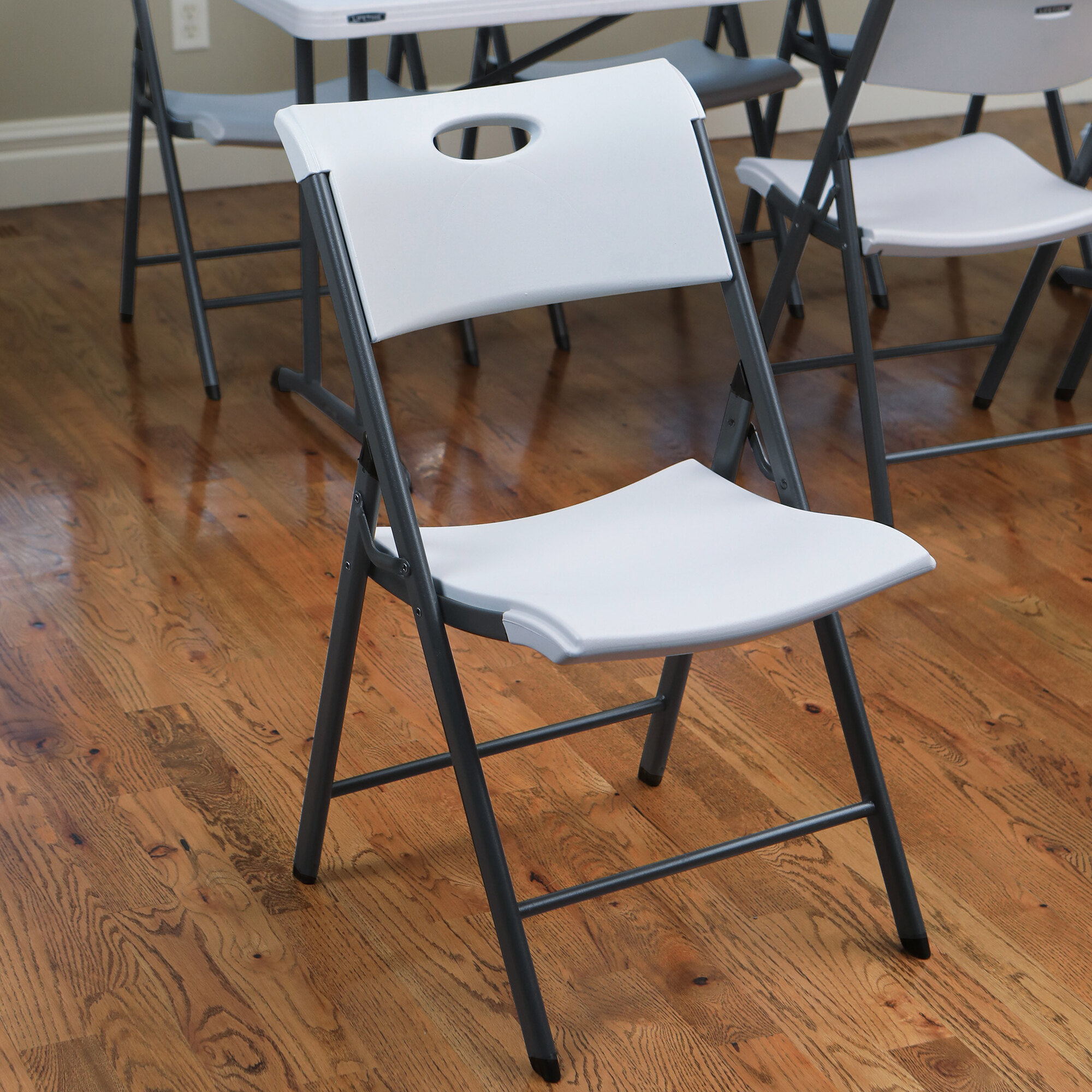 Lifetime 80643 White Folding Chair with Carrying Handle - 4/Pack