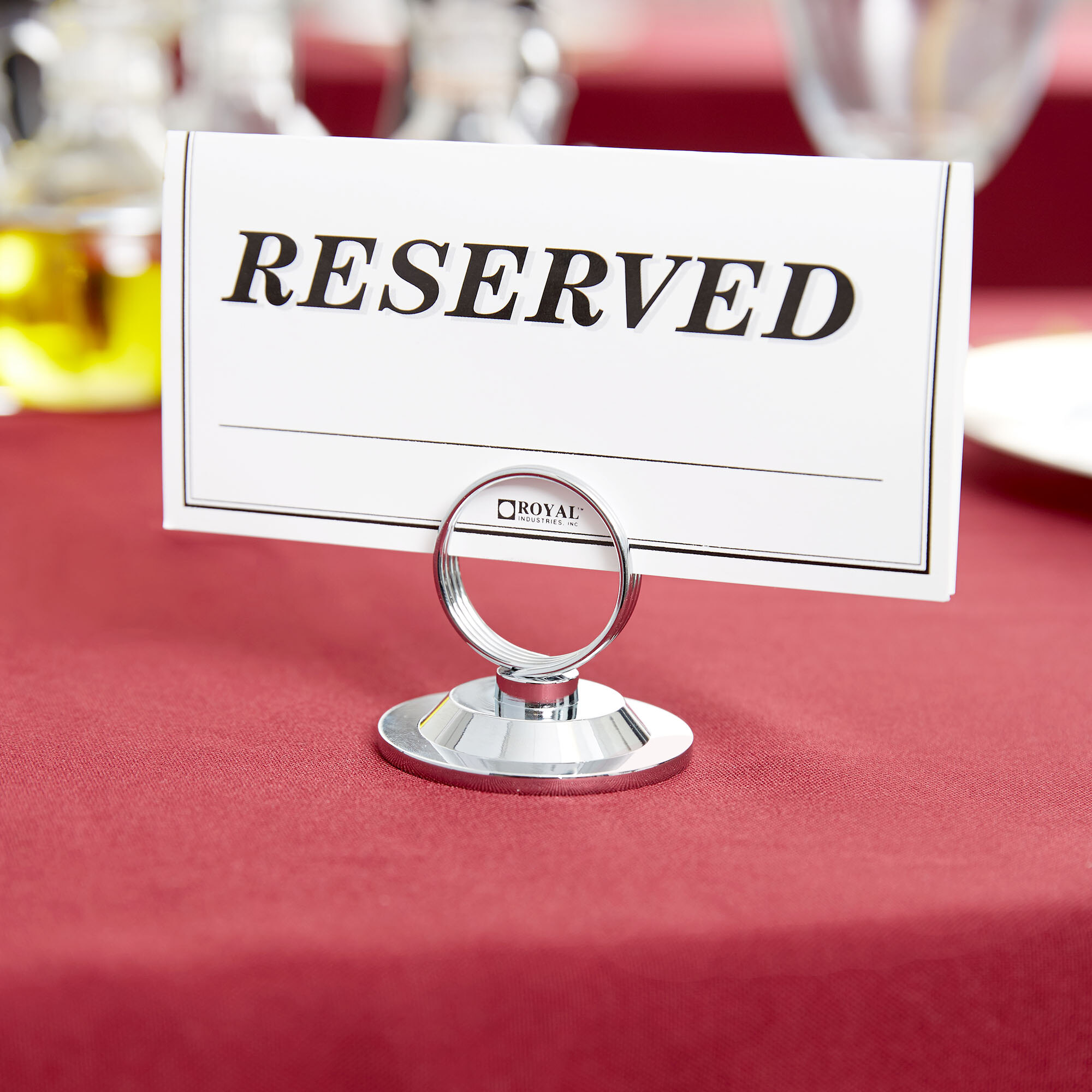 Choice 2 1/2" Chrome Menu / Card Holder with Weighted Base 12/Pack