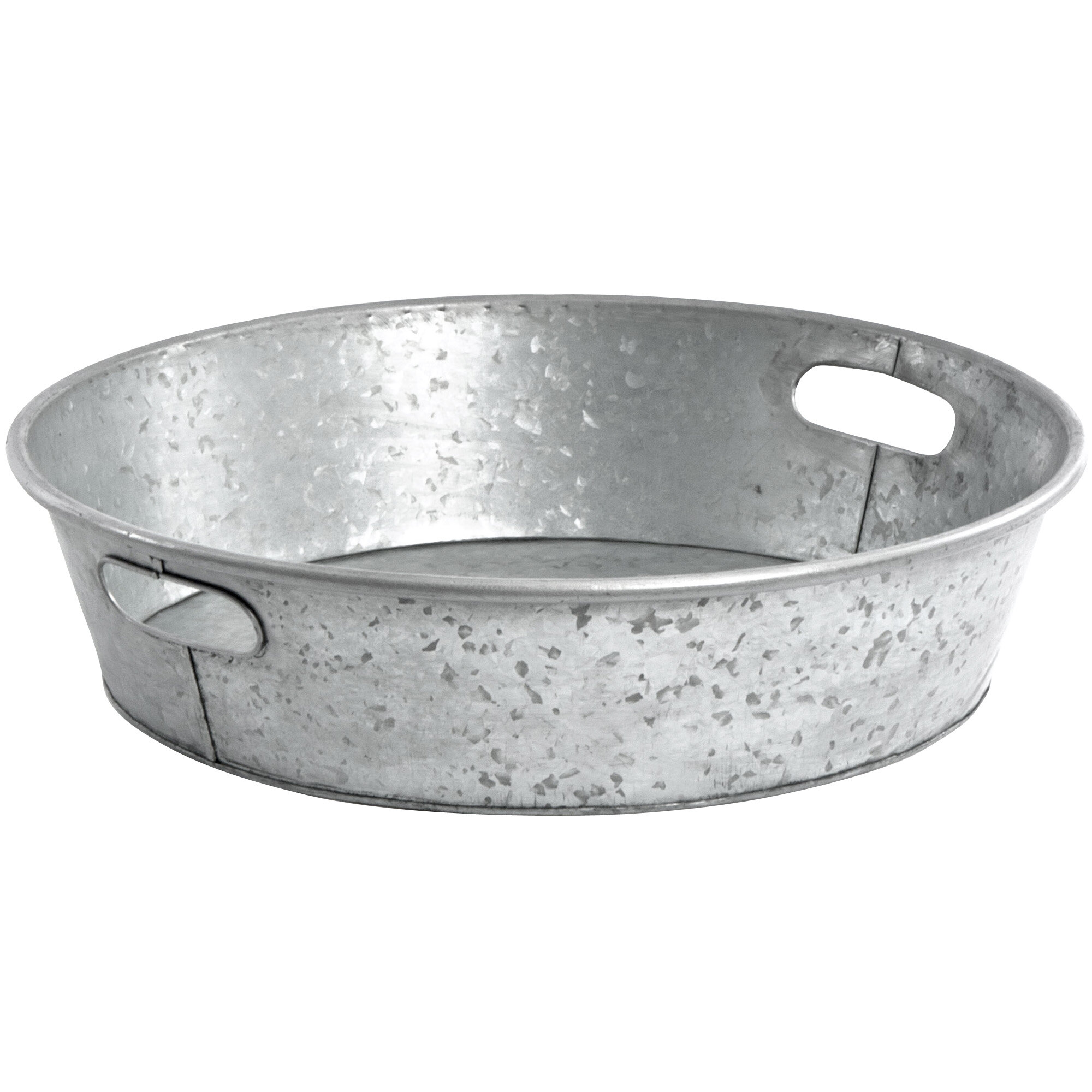 Round Galvanized Tin Tray - 18 1/2