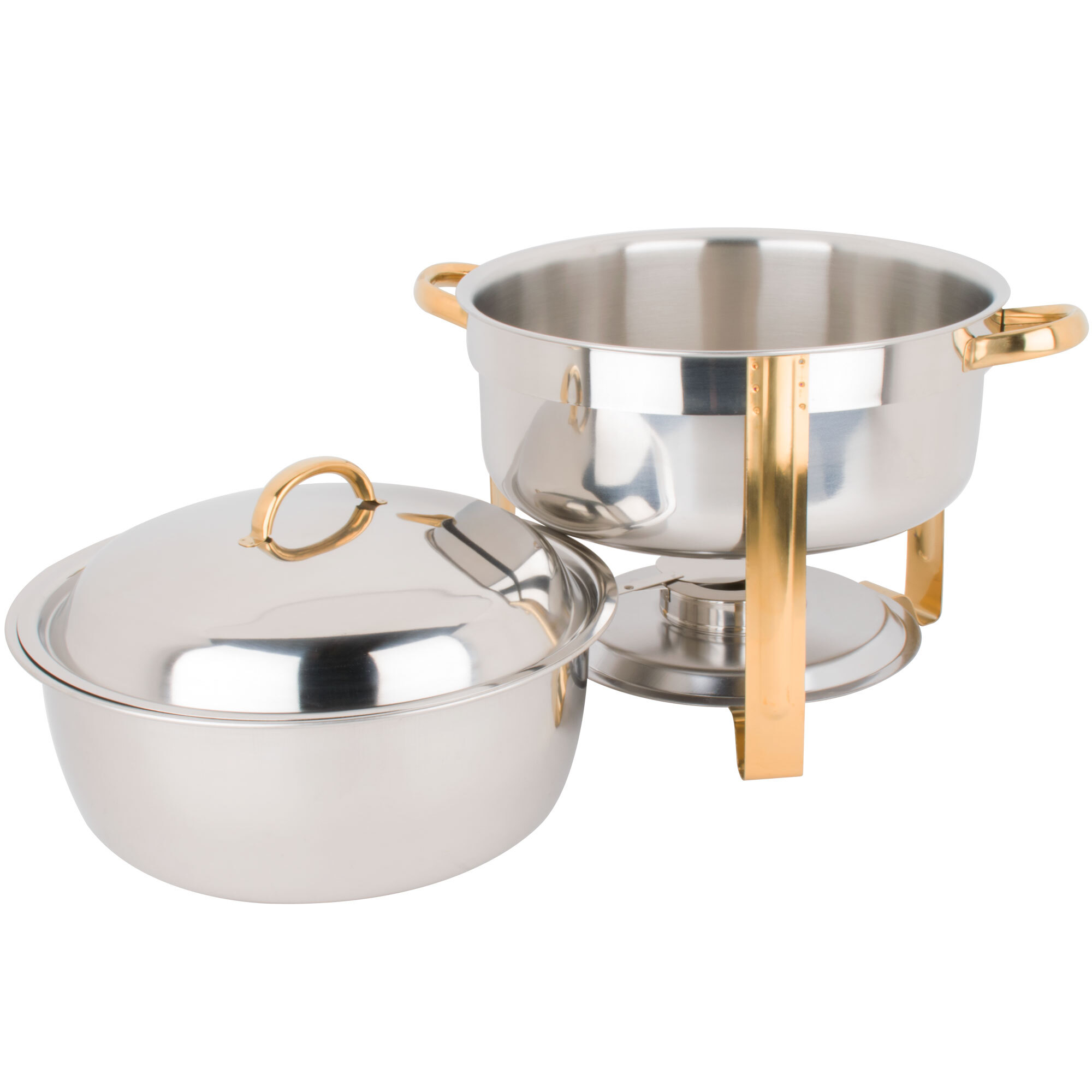 Choice 8 Qt. Round Chafer with Gold Accents staurantStore
