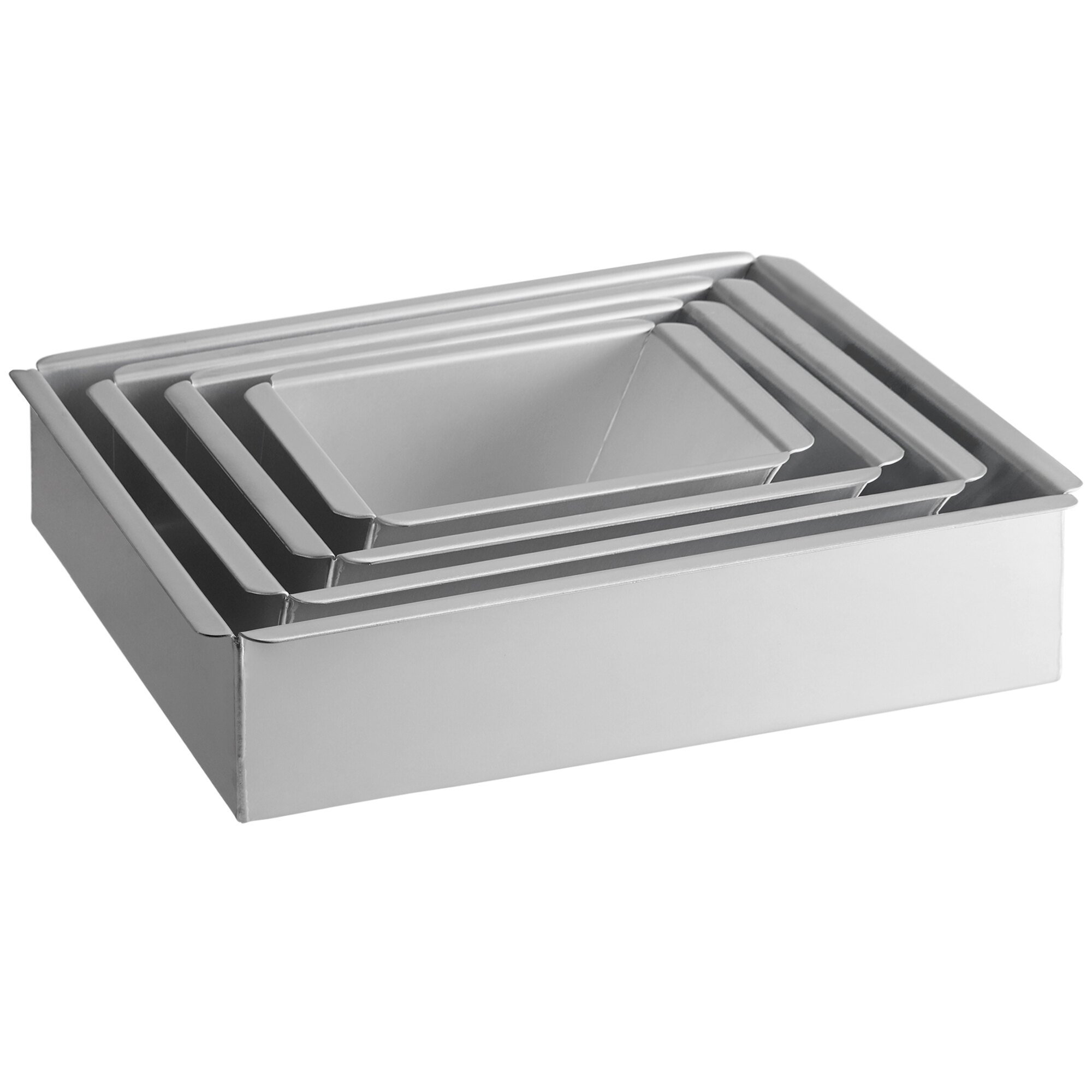 Ateco 3" Deep Aluminum Square StraightSided Cake Pan Set 6", 8", 10